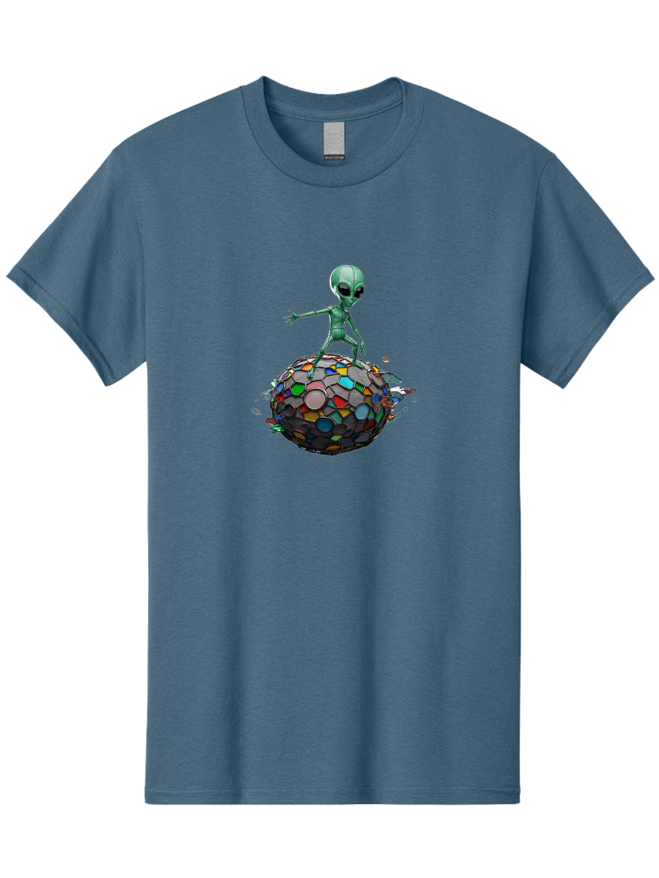 Alien-On-Mosaic-Globe Men'S Graphic Tee, 100% Cotton, Comfortable Casual Summer Wear, Machine Washable, Vintage Camera, Old Camera, Antique Camera, Black Camera, Classic Photography, Photography Equipment, Nostalgic Device, Film Camera, Bao041