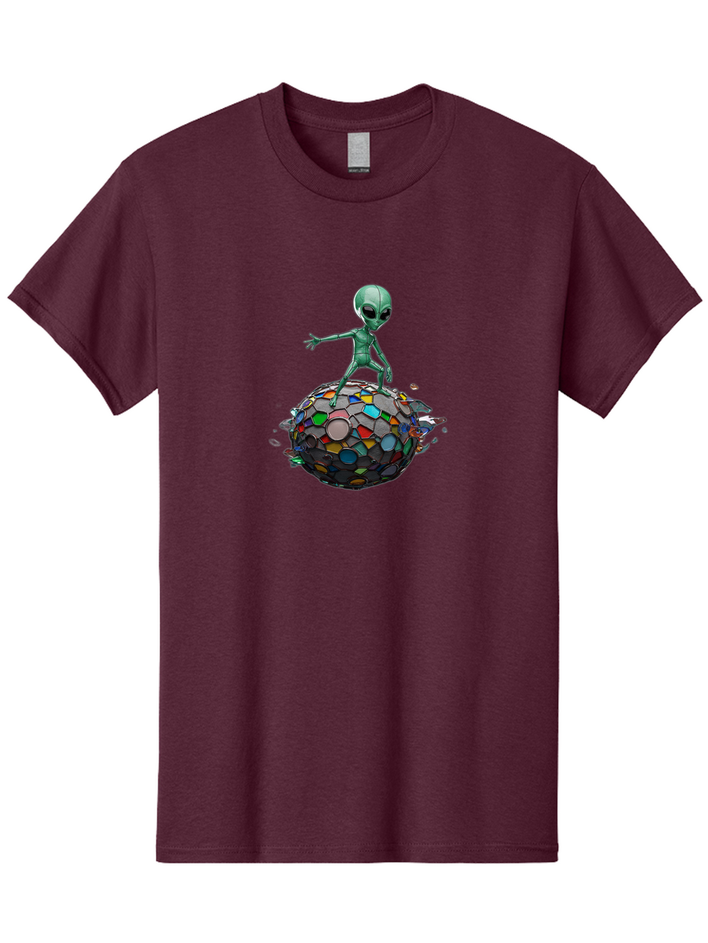 Alien-On-Mosaic-Globe Men'S Graphic Tee, 100% Cotton, Comfortable Casual Summer Wear, Machine Washable, Vintage Camera, Old Camera, Antique Camera, Black Camera, Classic Photography, Photography Equipment, Nostalgic Device, Film Camera, Bao041