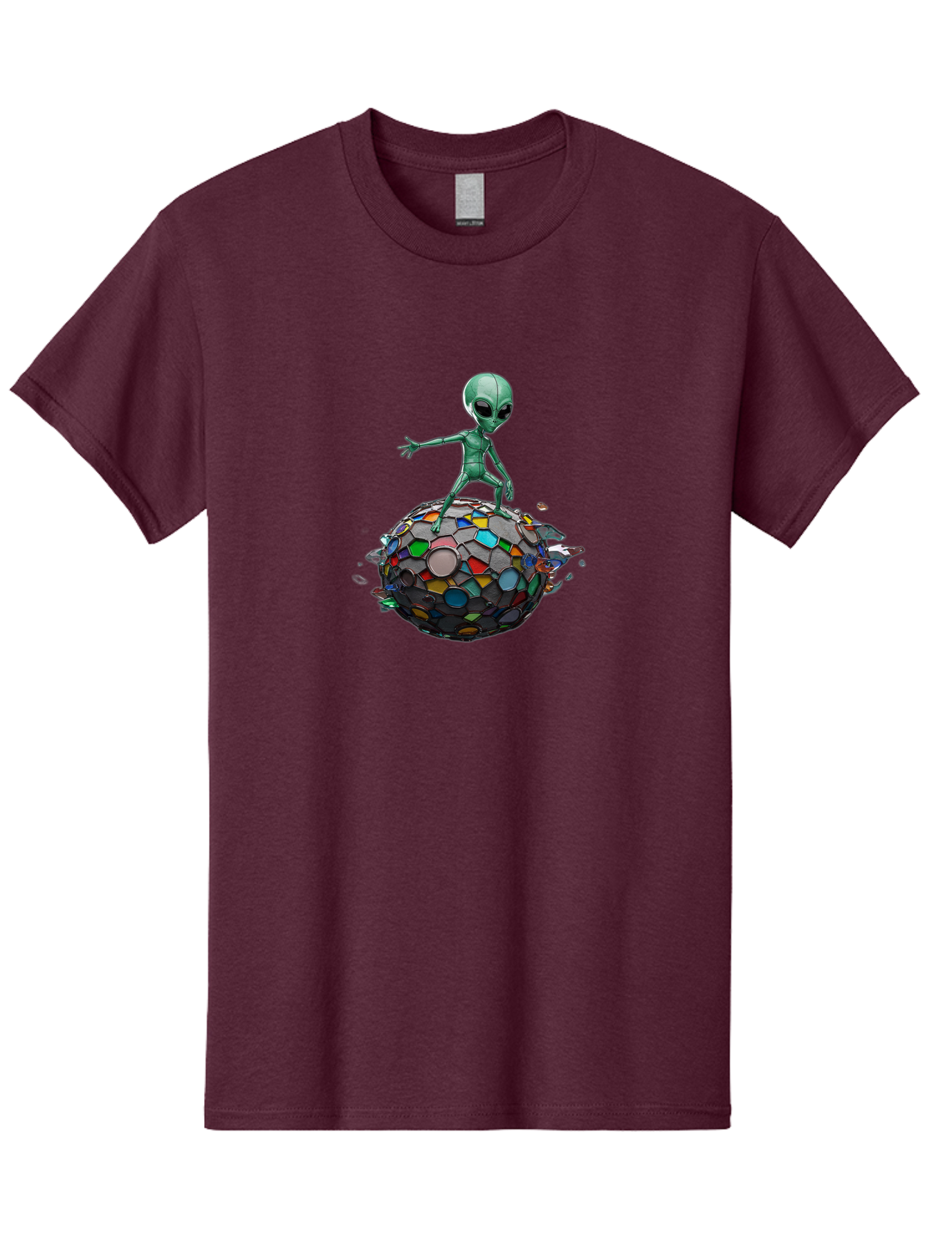Alien-On-Mosaic-Globe Men'S Graphic Tee, 100% Cotton, Comfortable Casual Summer Wear, Machine Washable, Vintage Camera, Old Camera, Antique Camera, Black Camera, Classic Photography, Photography Equipment, Nostalgic Device, Film Camera, Bao041