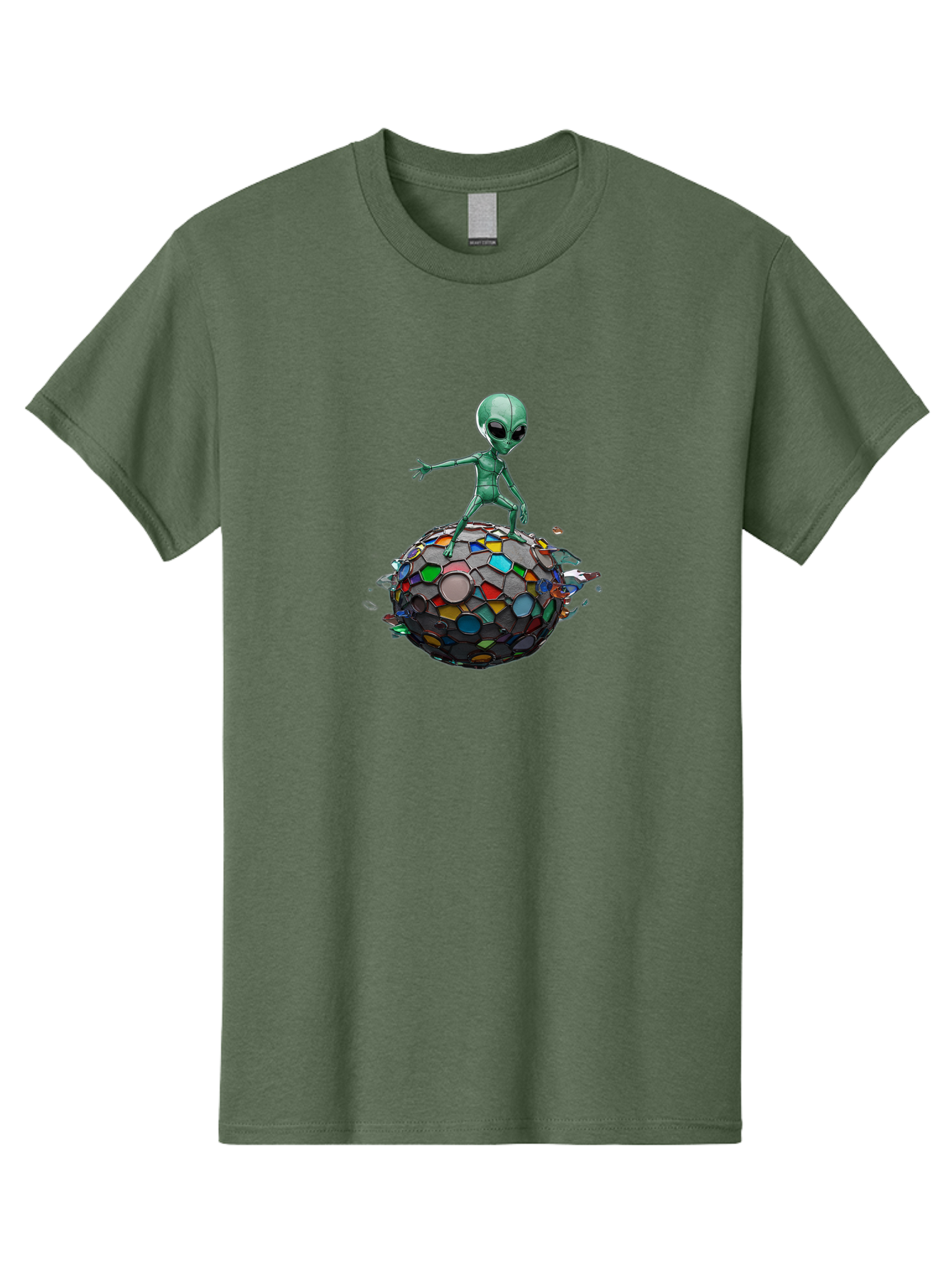 Alien-On-Mosaic-Globe Men'S Graphic Tee, 100% Cotton, Comfortable Casual Summer Wear, Machine Washable, Vintage Camera, Old Camera, Antique Camera, Black Camera, Classic Photography, Photography Equipment, Nostalgic Device, Film Camera, Bao041