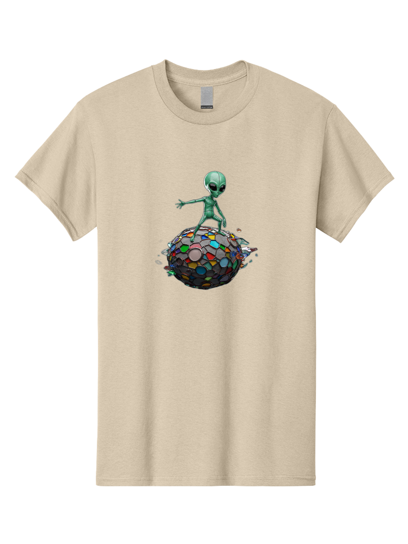 Alien-On-Mosaic-Globe Men'S Graphic Tee, 100% Cotton, Comfortable Casual Summer Wear, Machine Washable, Vintage Camera, Old Camera, Antique Camera, Black Camera, Classic Photography, Photography Equipment, Nostalgic Device, Film Camera, Bao041