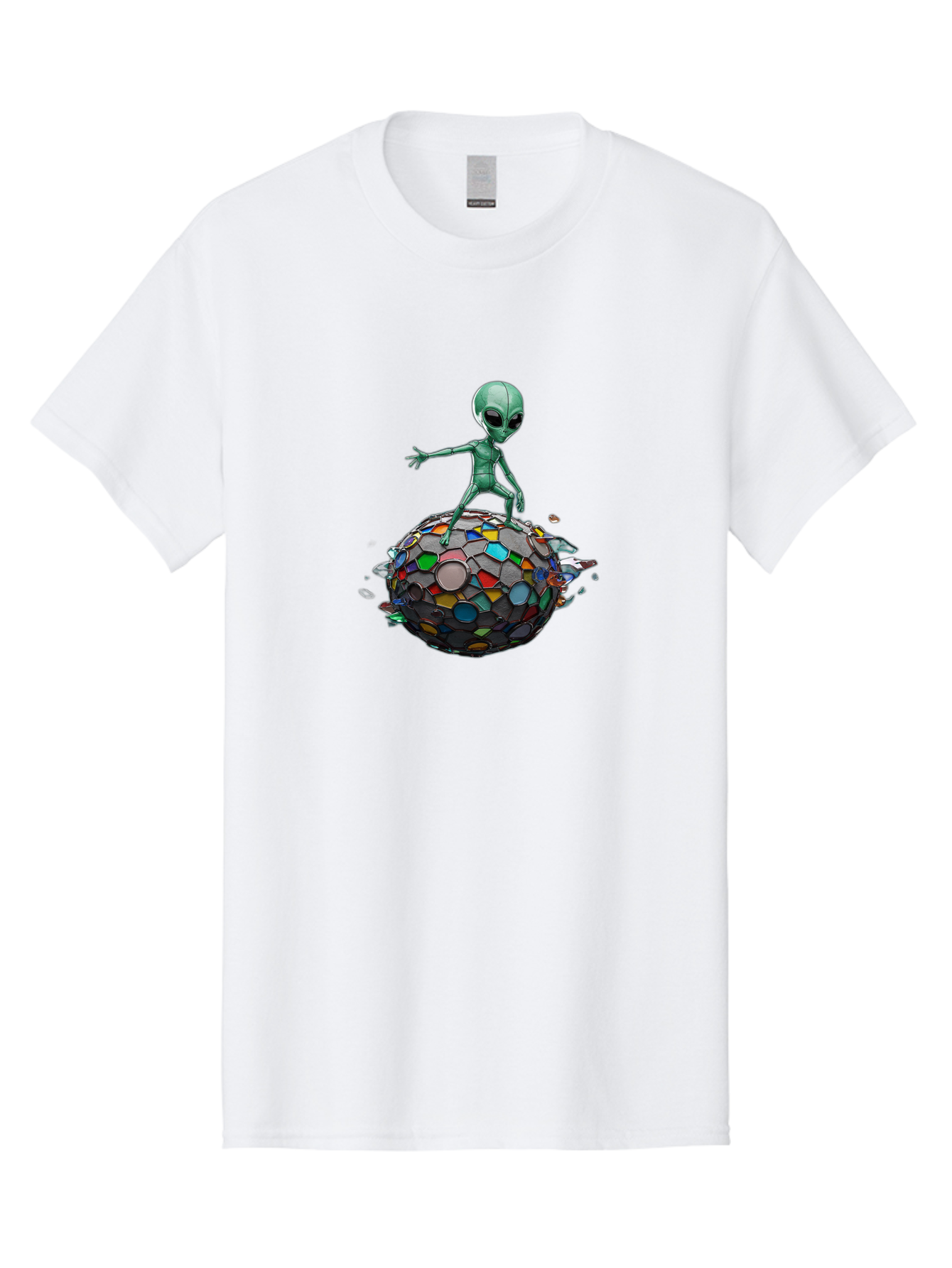 Alien-On-Mosaic-Globe Men'S Graphic Tee, 100% Cotton, Comfortable Casual Summer Wear, Machine Washable, Vintage Camera, Old Camera, Antique Camera, Black Camera, Classic Photography, Photography Equipment, Nostalgic Device, Film Camera, Bao041