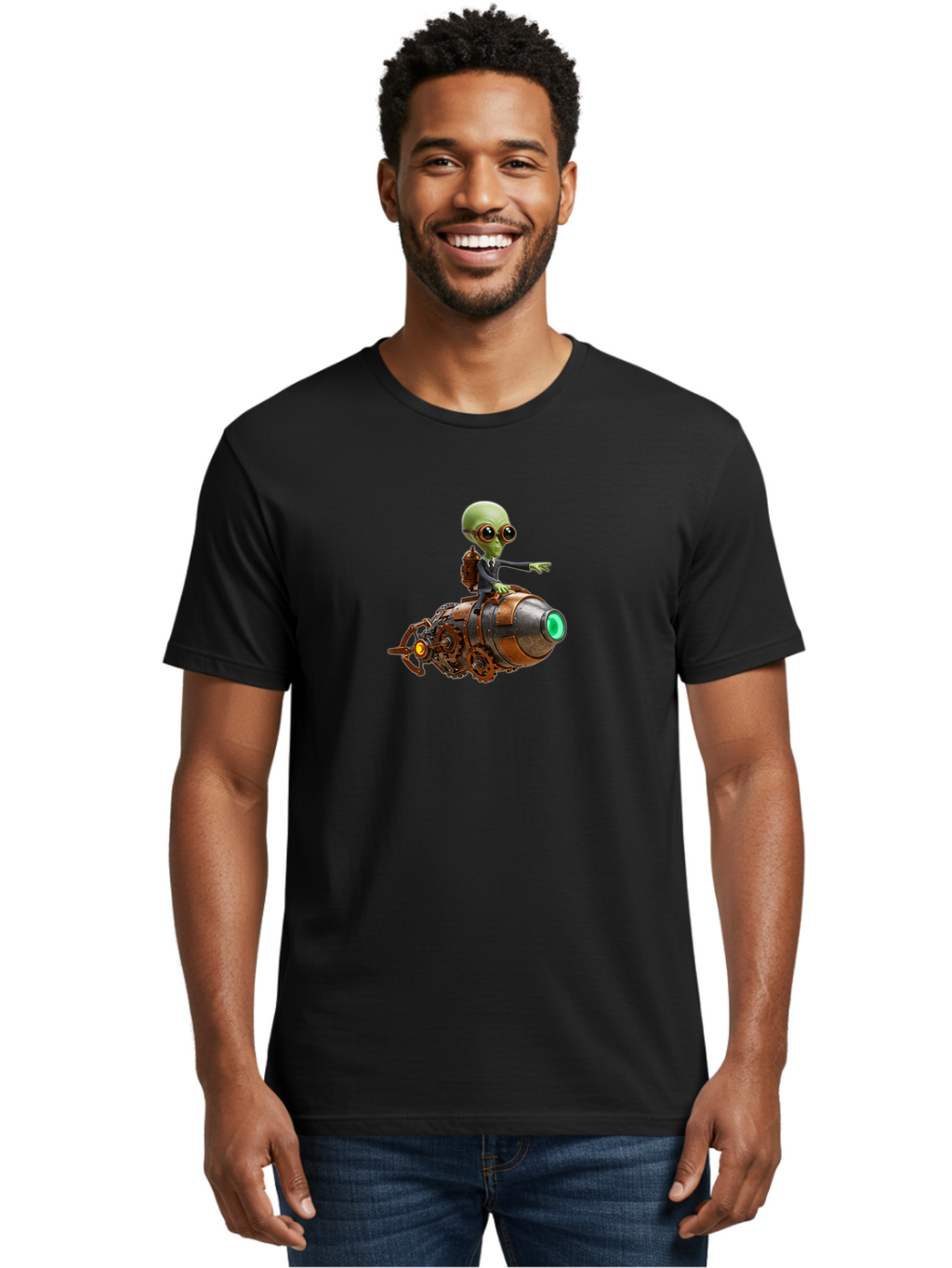 Alien-On-Rocket Men'S Graphic Tee, 100% Cotton, Comfortable Casual Summer Wear, Machine Washable, Vintage Camera, Old Camera, Antique Camera, Black Camera, Classic Photography, Photography Equipment, Nostalgic Device, Film Camera, Camera Art Bao042