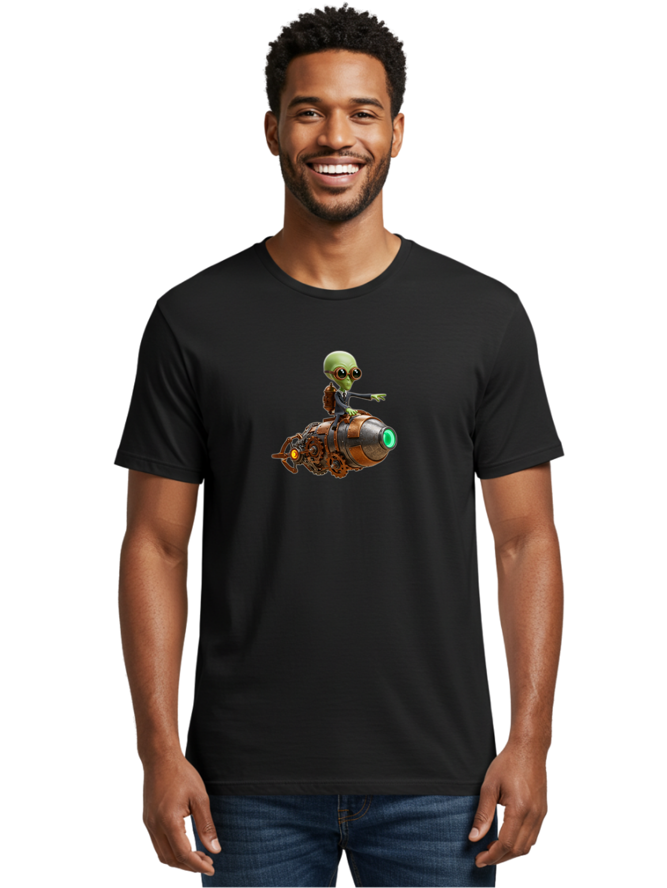 Alien-On-Rocket Men'S Graphic Tee, 100% Cotton, Comfortable Casual Summer Wear, Machine Washable, Vintage Camera, Old Camera, Antique Camera, Black Camera, Classic Photography, Photography Equipment, Nostalgic Device, Film Camera, Camera Art Bao042