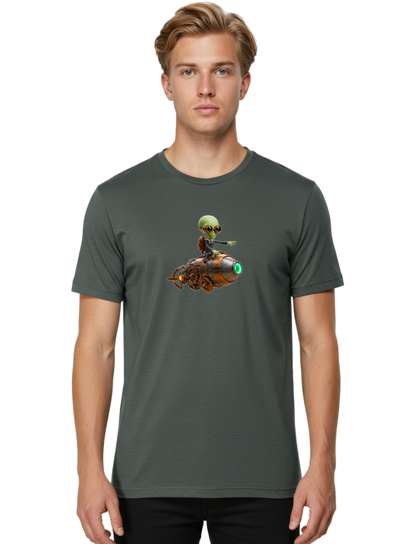 Alien-On-Rocket Men'S Graphic Tee, 100% Cotton, Comfortable Casual Summer Wear, Machine Washable, Vintage Camera, Old Camera, Antique Camera, Black Camera, Classic Photography, Photography Equipment, Nostalgic Device, Film Camera, Camera Art Bao042