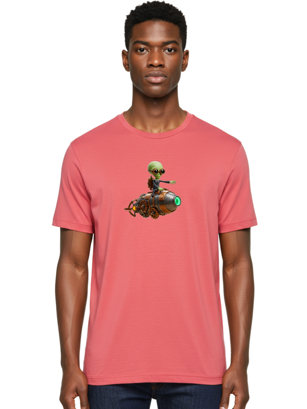 Alien-On-Rocket Men'S Graphic Tee, 100% Cotton, Comfortable Casual Summer Wear, Machine Washable, Vintage Camera, Old Camera, Antique Camera, Black Camera, Classic Photography, Photography Equipment, Nostalgic Device, Film Camera, Camera Art Bao042