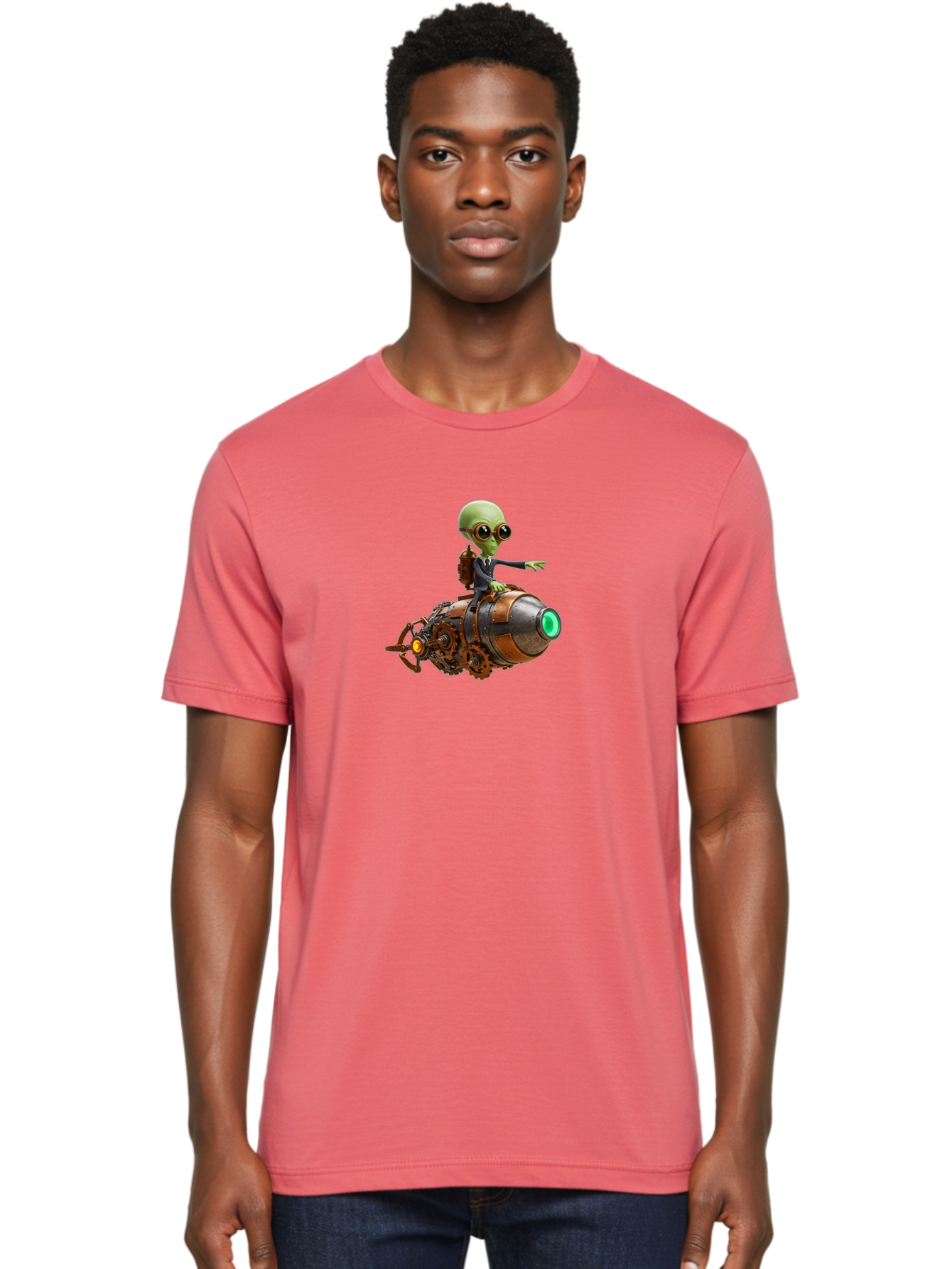 Alien-On-Rocket Men'S Graphic Tee, 100% Cotton, Comfortable Casual Summer Wear, Machine Washable, Vintage Camera, Old Camera, Antique Camera, Black Camera, Classic Photography, Photography Equipment, Nostalgic Device, Film Camera, Camera Art Bao042