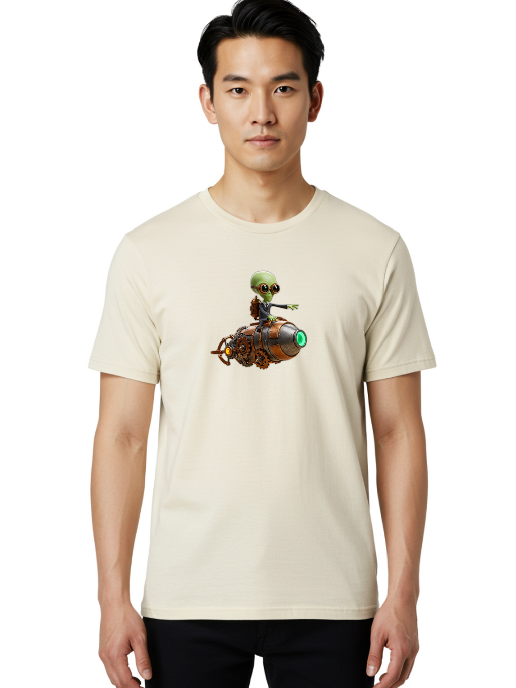 Alien-On-Rocket Men'S Graphic Tee, 100% Cotton, Comfortable Casual Summer Wear, Machine Washable, Vintage Camera, Old Camera, Antique Camera, Black Camera, Classic Photography, Photography Equipment, Nostalgic Device, Film Camera, Camera Art Bao042