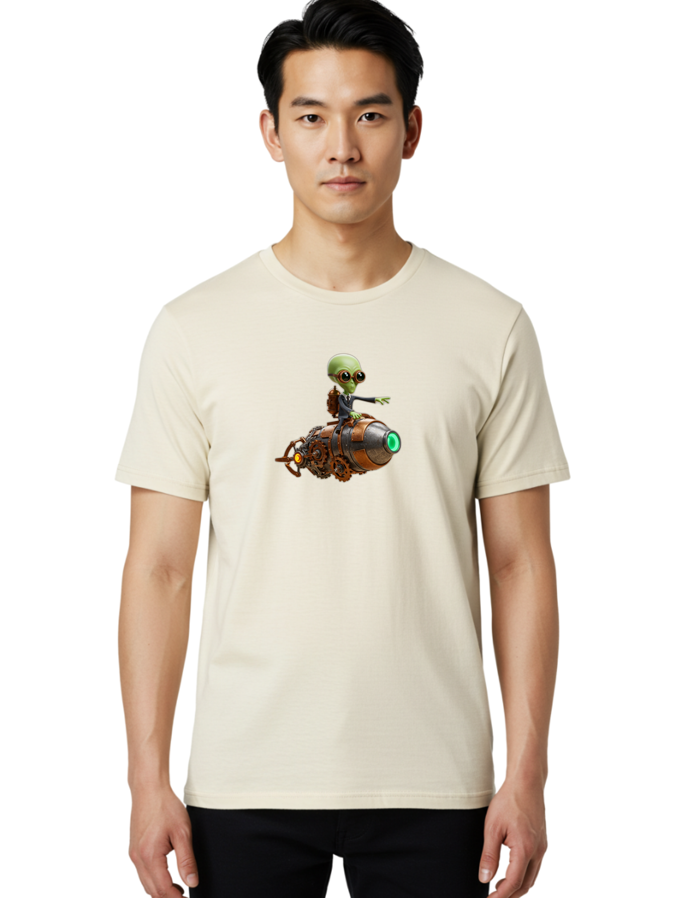 Alien-On-Rocket Men'S Graphic Tee, 100% Cotton, Comfortable Casual Summer Wear, Machine Washable, Vintage Camera, Old Camera, Antique Camera, Black Camera, Classic Photography, Photography Equipment, Nostalgic Device, Film Camera, Camera Art Bao042