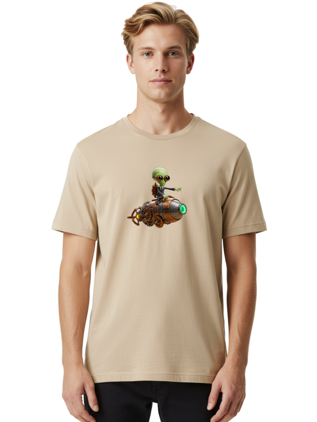 Alien-On-Rocket Men'S Graphic Tee, 100% Cotton, Comfortable Casual Summer Wear, Machine Washable, Vintage Camera, Old Camera, Antique Camera, Black Camera, Classic Photography, Photography Equipment, Nostalgic Device, Film Camera, Camera Art Bao042