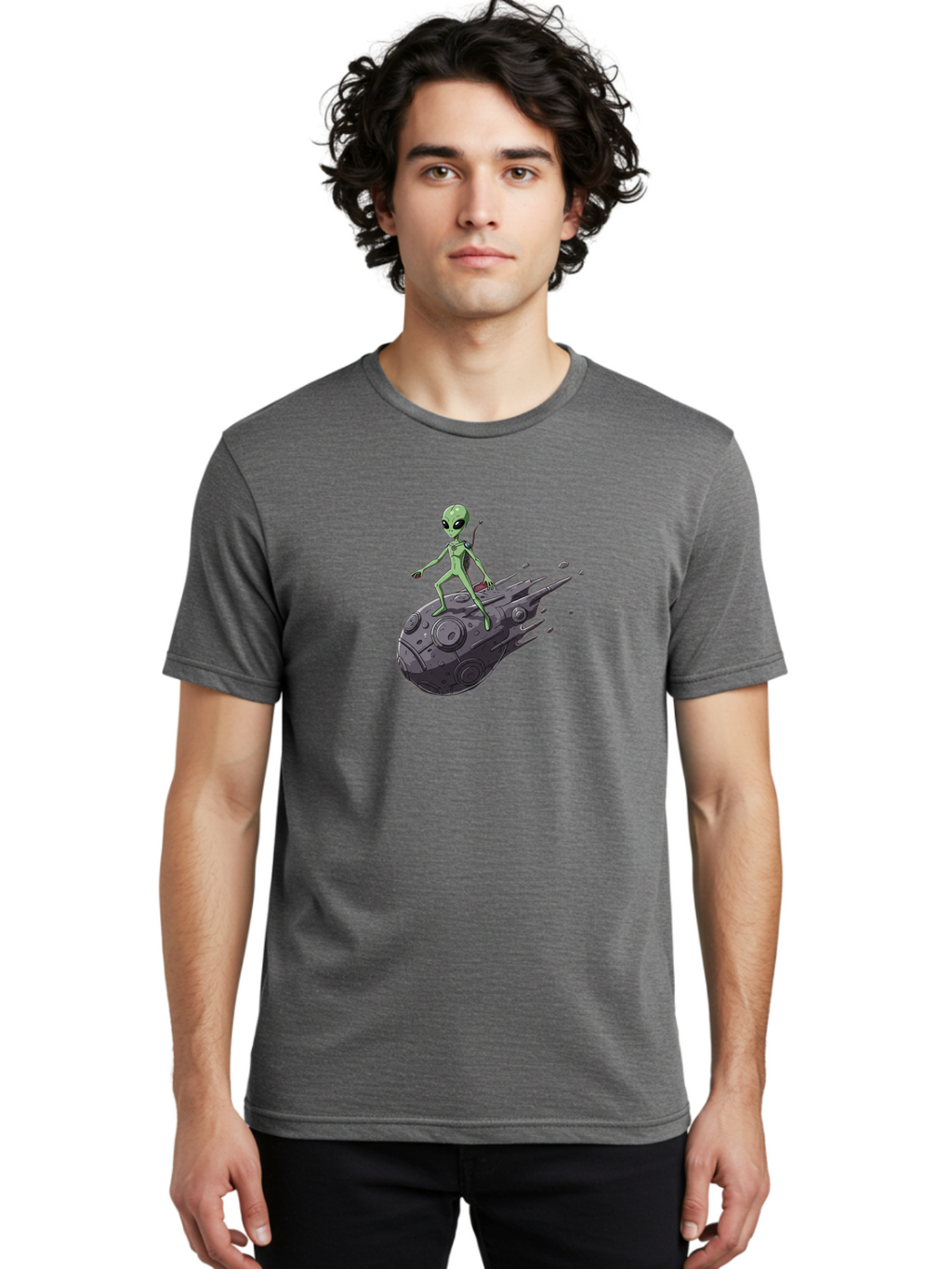Alien-On-Ufo-1 Men'S Graphic Tee, 100% Cotton, Comfortable Casual Summer Wear, Machine Washable, Vintage Camera, Old Camera, Antique Camera, Black Camera, Classic Photography, Photography Equipment, Nostalgic Device, Film Camera, Camera Art Bao043