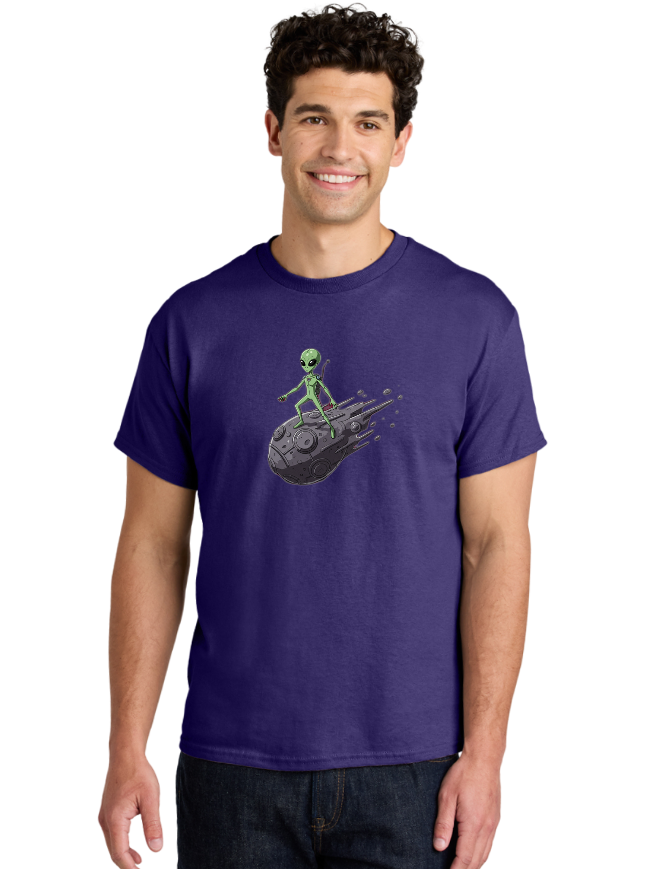 Alien-On-Ufo-1 Men'S Graphic Tee, 100% Cotton, Comfortable Casual Summer Wear, Machine Washable, Vintage Camera, Old Camera, Antique Camera, Black Camera, Classic Photography, Photography Equipment, Nostalgic Device, Film Camera, Camera Art Bao043