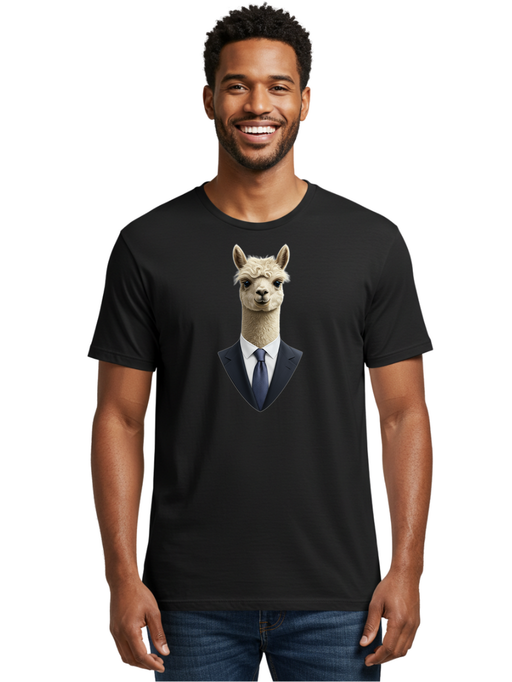 Alpaca-In-Suit Men'S Graphic Tee, 100% Cotton, Comfortable Casual Summer Wear, Machine Washable, Vintage Camera, Old Camera, Antique Camera, Black Camera, Classic Photography, Photography Equipment, Nostalgic Device, Film Camera, Camera Art Bao048