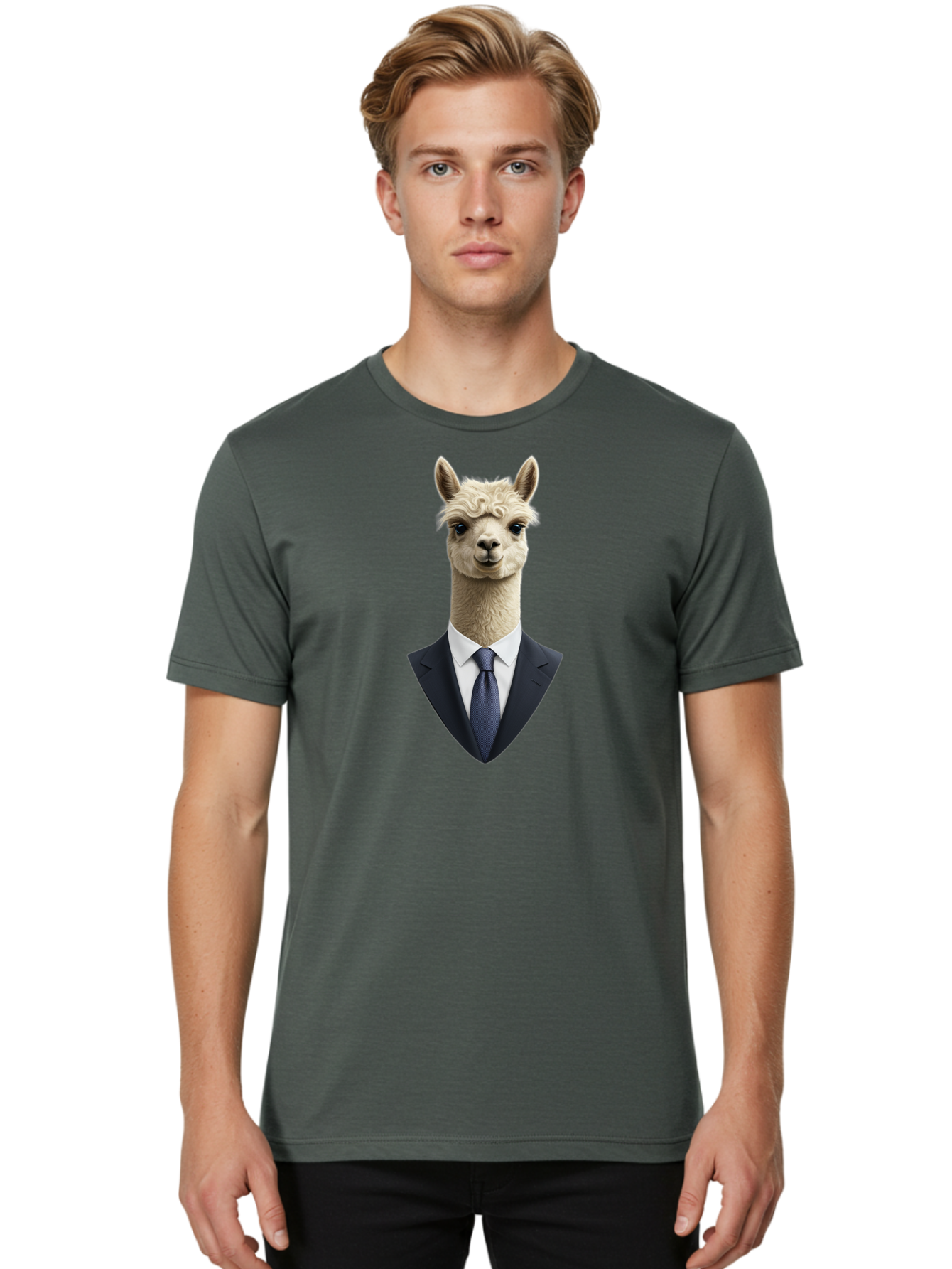 Alpaca-In-Suit Men'S Graphic Tee, 100% Cotton, Comfortable Casual Summer Wear, Machine Washable, Vintage Camera, Old Camera, Antique Camera, Black Camera, Classic Photography, Photography Equipment, Nostalgic Device, Film Camera, Camera Art Bao048