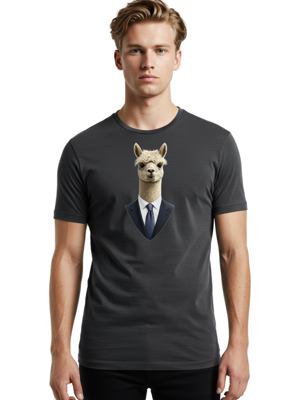 Alpaca-In-Suit Men'S Graphic Tee, 100% Cotton, Comfortable Casual Summer Wear, Machine Washable, Vintage Camera, Old Camera, Antique Camera, Black Camera, Classic Photography, Photography Equipment, Nostalgic Device, Film Camera, Camera Art Bao048