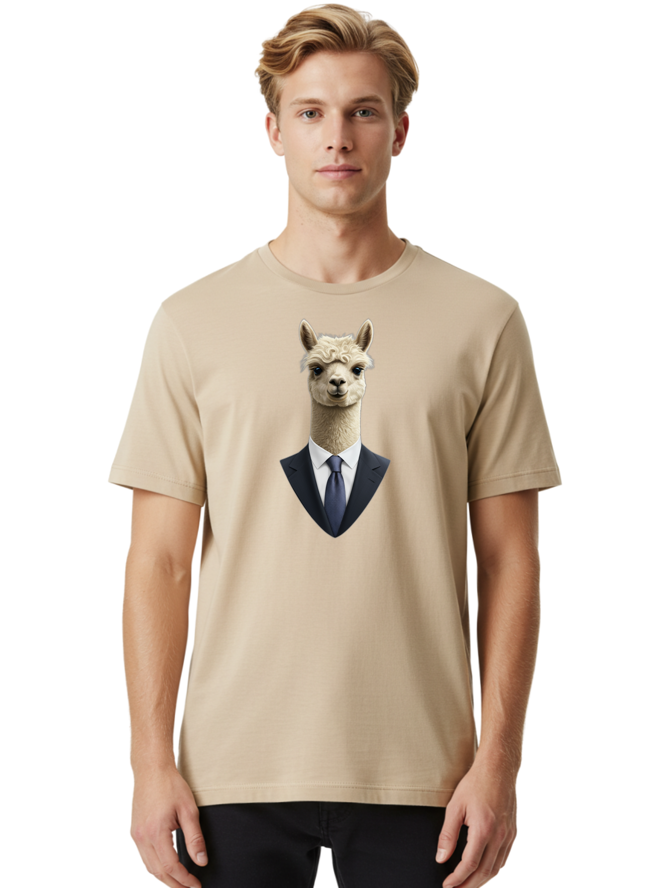 Alpaca-In-Suit Men'S Graphic Tee, 100% Cotton, Comfortable Casual Summer Wear, Machine Washable, Vintage Camera, Old Camera, Antique Camera, Black Camera, Classic Photography, Photography Equipment, Nostalgic Device, Film Camera, Camera Art Bao048