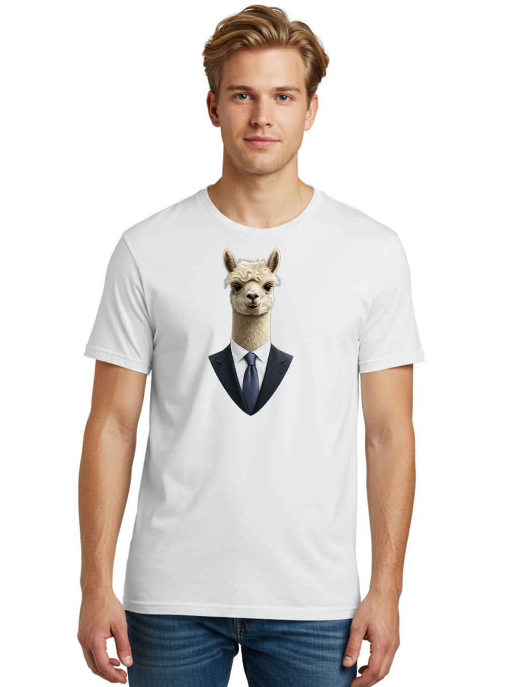 Alpaca-In-Suit Men'S Graphic Tee, 100% Cotton, Comfortable Casual Summer Wear, Machine Washable, Vintage Camera, Old Camera, Antique Camera, Black Camera, Classic Photography, Photography Equipment, Nostalgic Device, Film Camera, Camera Art Bao048