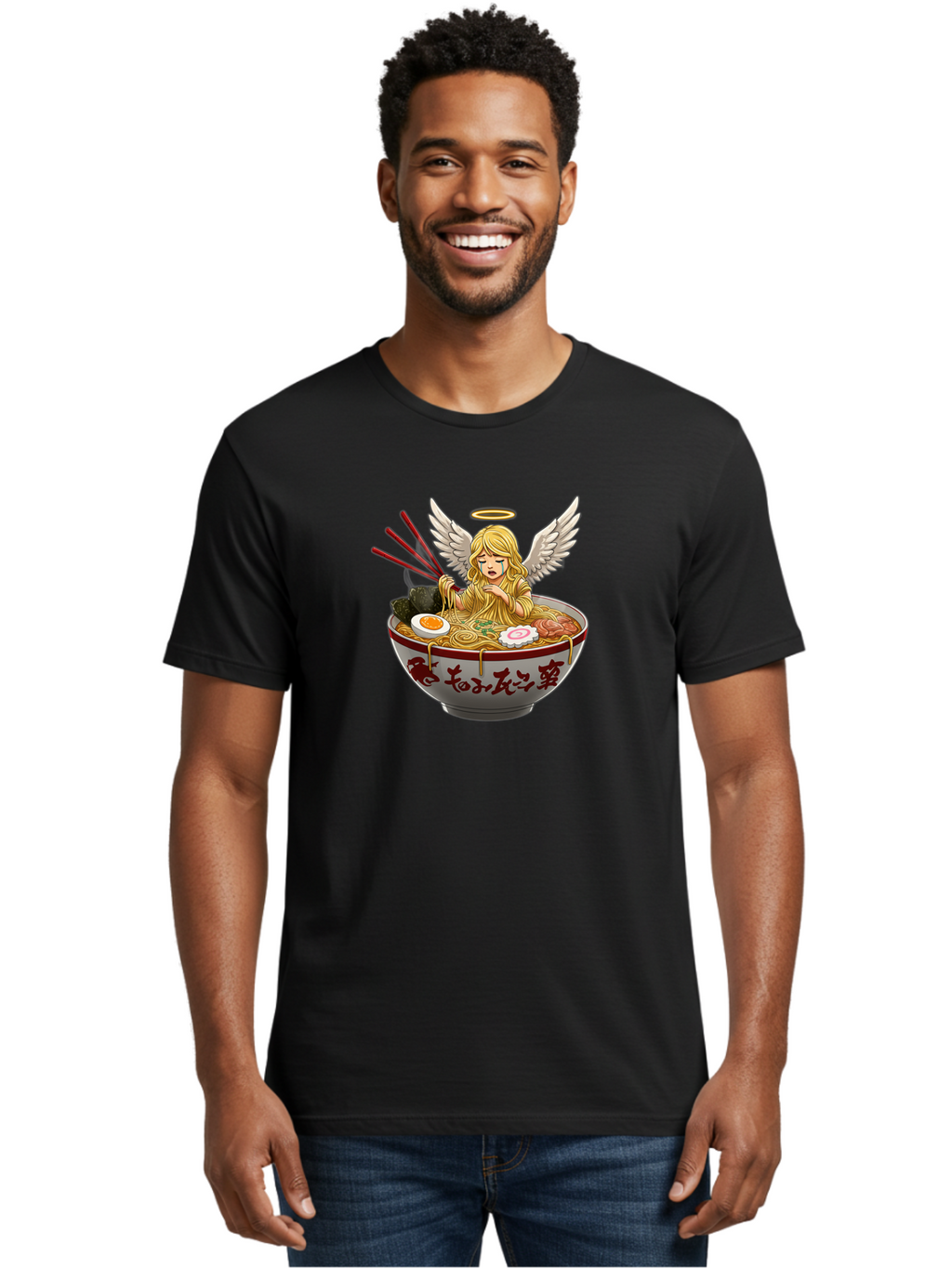 Angel-Eating-Ramen-1 Men'S Graphic Tee, 100% Cotton, Comfortable Casual Summer Wear, Machine Washable, Vintage Camera, Old Camera, Antique Camera, Black Camera, Classic Photography, Photography Equipment, Nostalgic Device, Film Camera, Bao052