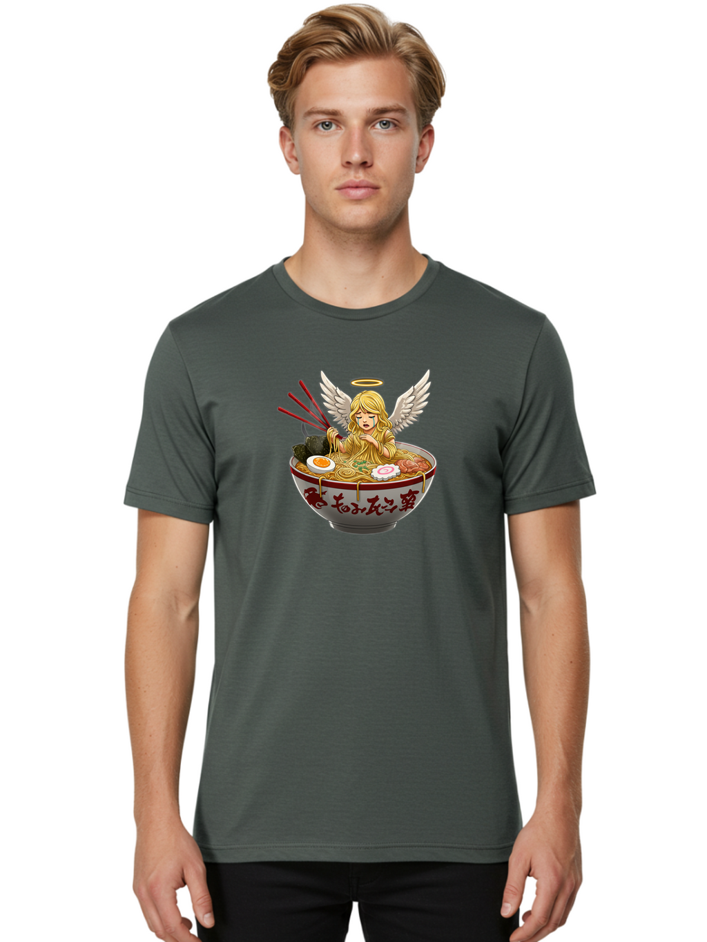 Angel-Eating-Ramen-1 Men'S Graphic Tee, 100% Cotton, Comfortable Casual Summer Wear, Machine Washable, Vintage Camera, Old Camera, Antique Camera, Black Camera, Classic Photography, Photography Equipment, Nostalgic Device, Film Camera, Bao052