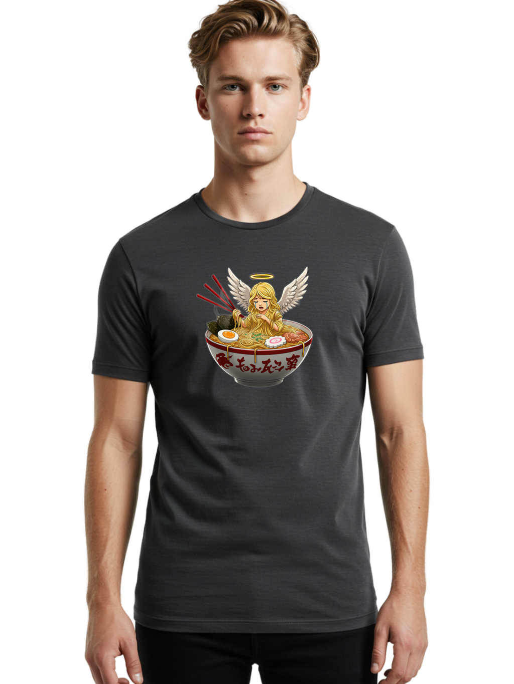 Angel-Eating-Ramen-1 Men'S Graphic Tee, 100% Cotton, Comfortable Casual Summer Wear, Machine Washable, Vintage Camera, Old Camera, Antique Camera, Black Camera, Classic Photography, Photography Equipment, Nostalgic Device, Film Camera, Bao052