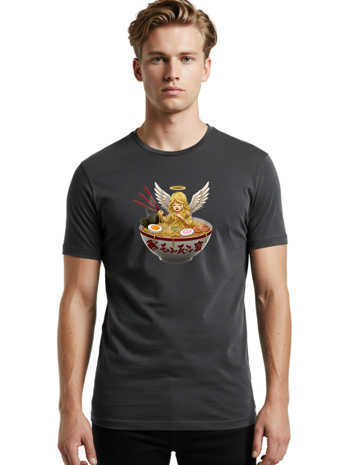 Angel-Eating-Ramen-1 Men'S Graphic Tee, 100% Cotton, Comfortable Casual Summer Wear, Machine Washable, Vintage Camera, Old Camera, Antique Camera, Black Camera, Classic Photography, Photography Equipment, Nostalgic Device, Film Camera, Bao052