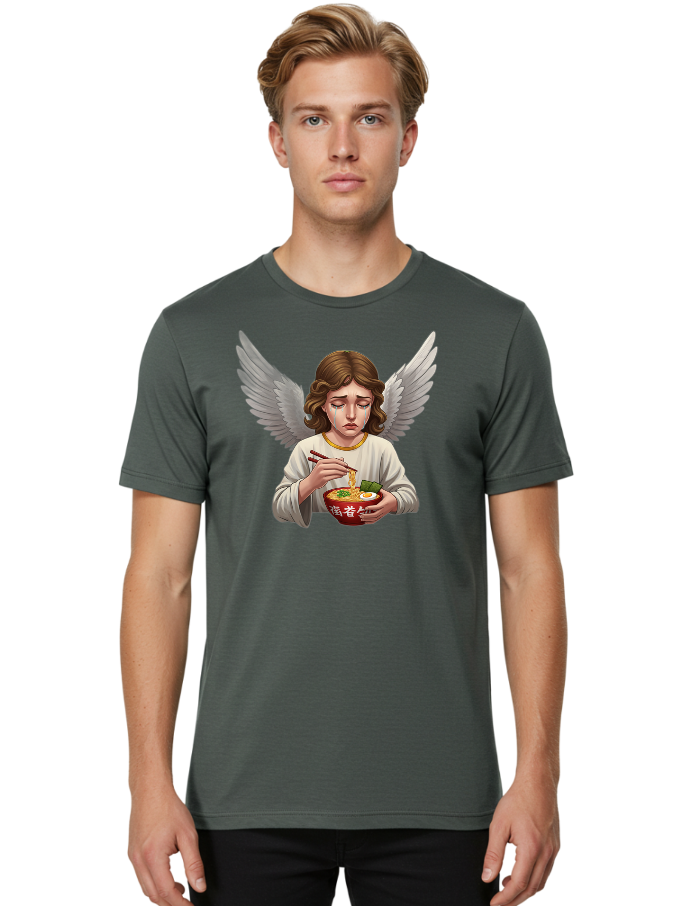 Angel-Eating-Ramen-2 Men'S Graphic Tee, 100% Cotton, Comfortable Casual Summer Wear, Machine Washable, Vintage Camera, Old Camera, Antique Camera, Black Camera, Classic Photography, Photography Equipment, Nostalgic Device, Film Camera, Bao053