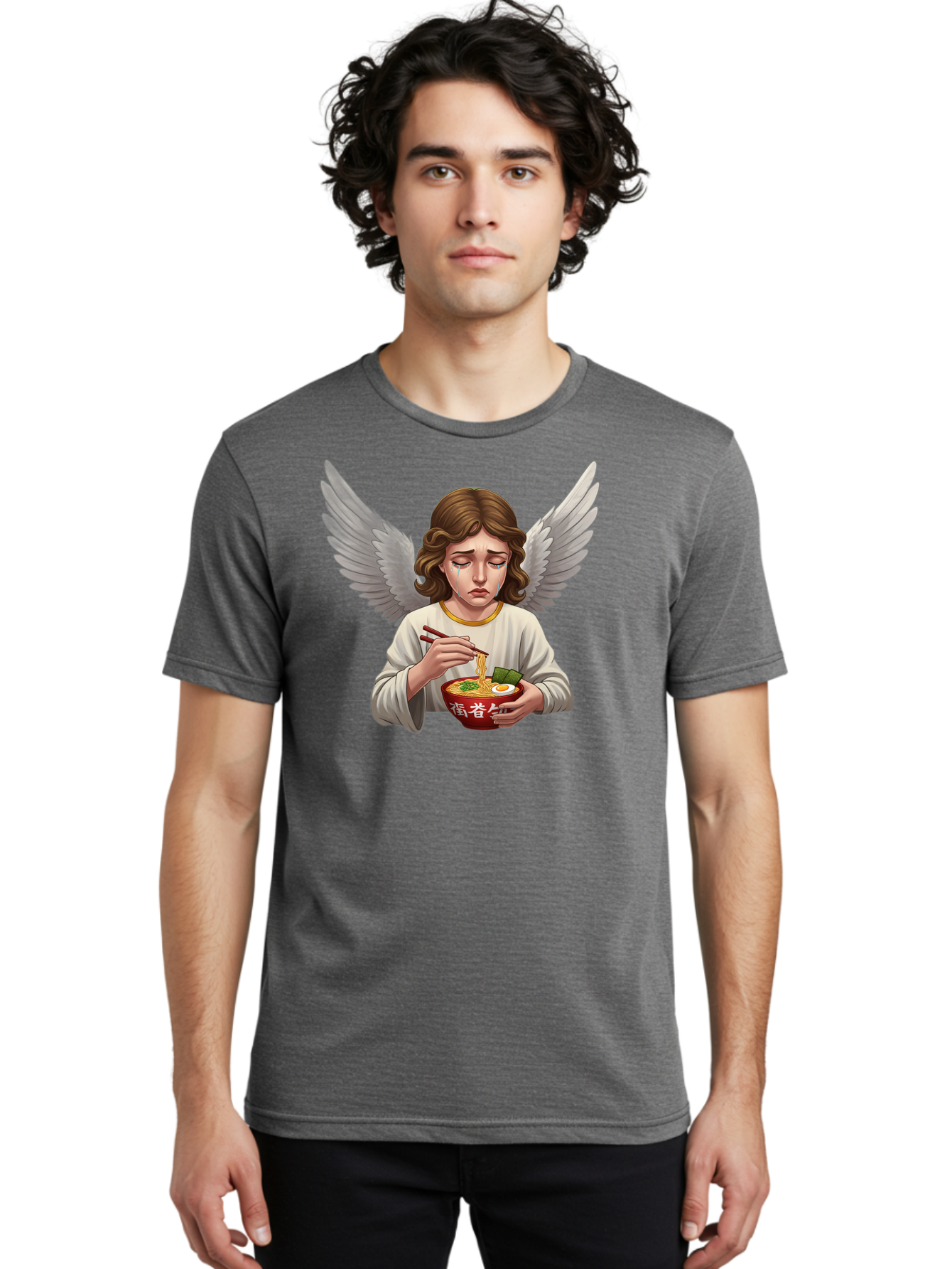 Angel-Eating-Ramen-2 Men'S Graphic Tee, 100% Cotton, Comfortable Casual Summer Wear, Machine Washable, Vintage Camera, Old Camera, Antique Camera, Black Camera, Classic Photography, Photography Equipment, Nostalgic Device, Film Camera, Bao053