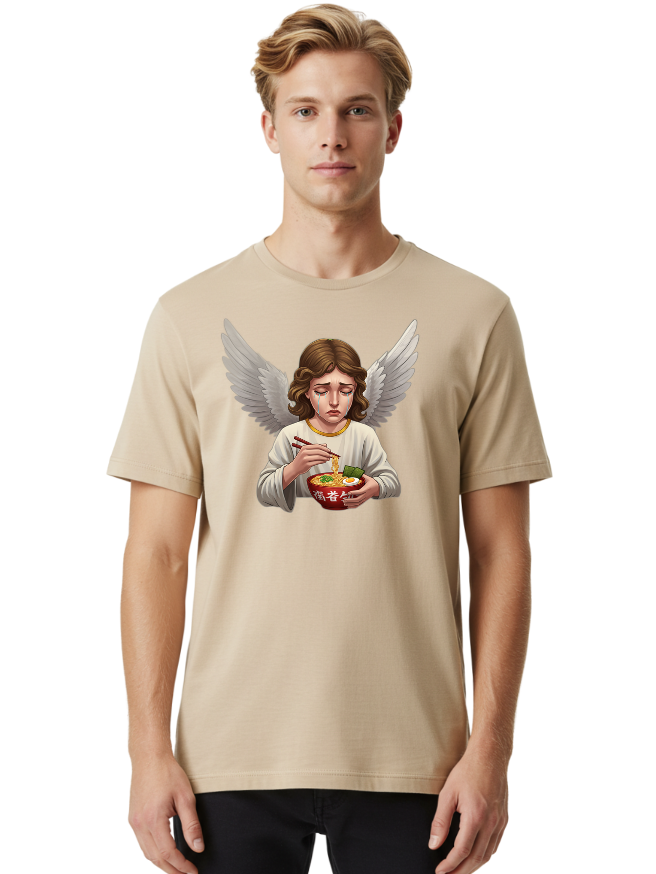 Angel-Eating-Ramen-2 Men'S Graphic Tee, 100% Cotton, Comfortable Casual Summer Wear, Machine Washable, Vintage Camera, Old Camera, Antique Camera, Black Camera, Classic Photography, Photography Equipment, Nostalgic Device, Film Camera, Bao053