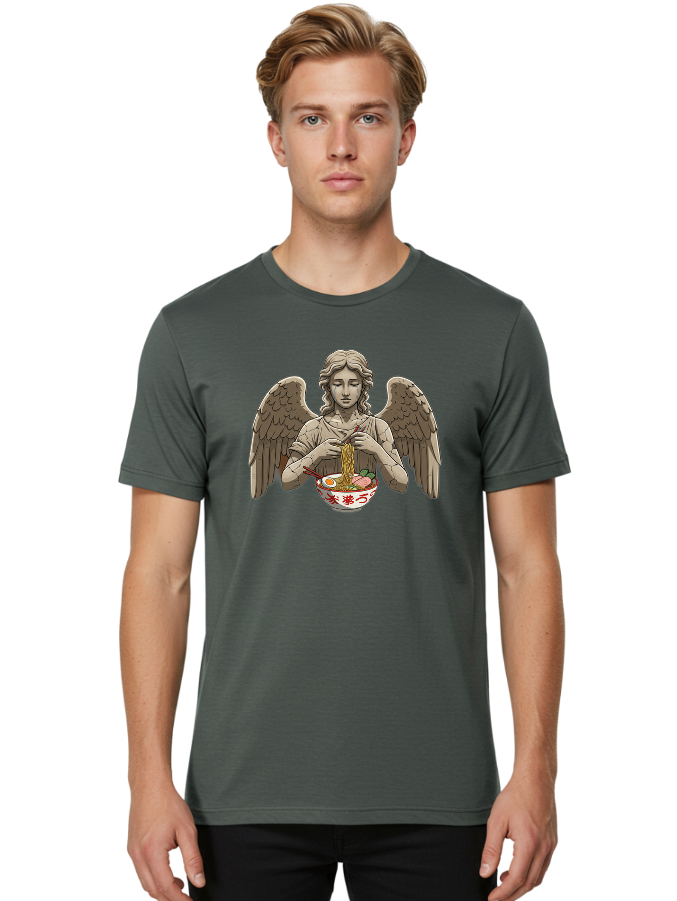 Angel-Eating-Ramen-3 Men'S Graphic Tee, 100% Cotton, Comfortable Casual Summer Wear, Machine Washable, Vintage Camera, Old Camera, Antique Camera, Black Camera, Classic Photography, Photography Equipment, Nostalgic Device, Film Camera, Bao054
