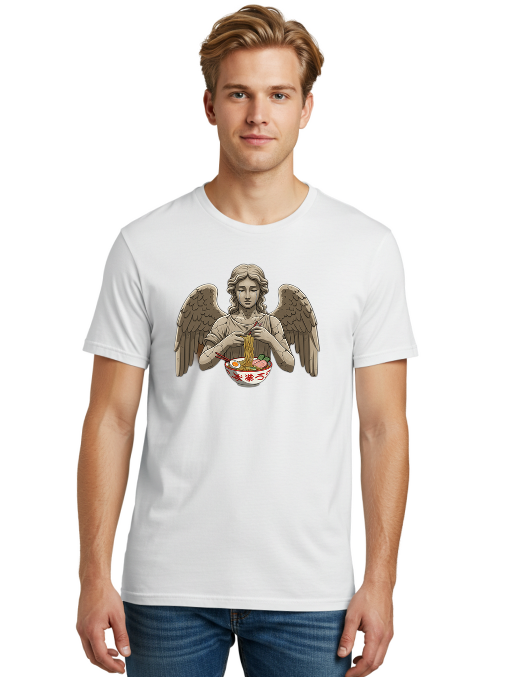 Angel-Eating-Ramen-3 Men'S Graphic Tee, 100% Cotton, Comfortable Casual Summer Wear, Machine Washable, Vintage Camera, Old Camera, Antique Camera, Black Camera, Classic Photography, Photography Equipment, Nostalgic Device, Film Camera, Bao054