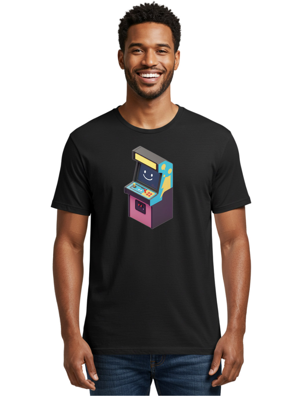 Arcade-Machine-1 Men'S Graphic Tee, 100% Cotton, Comfortable Casual Summer Wear, Machine Washable, Vintage Camera, Old Camera, Antique Camera, Black Camera, Classic Photography, Photography Equipment, Nostalgic Device, Film Camera, Camera Art Bao076