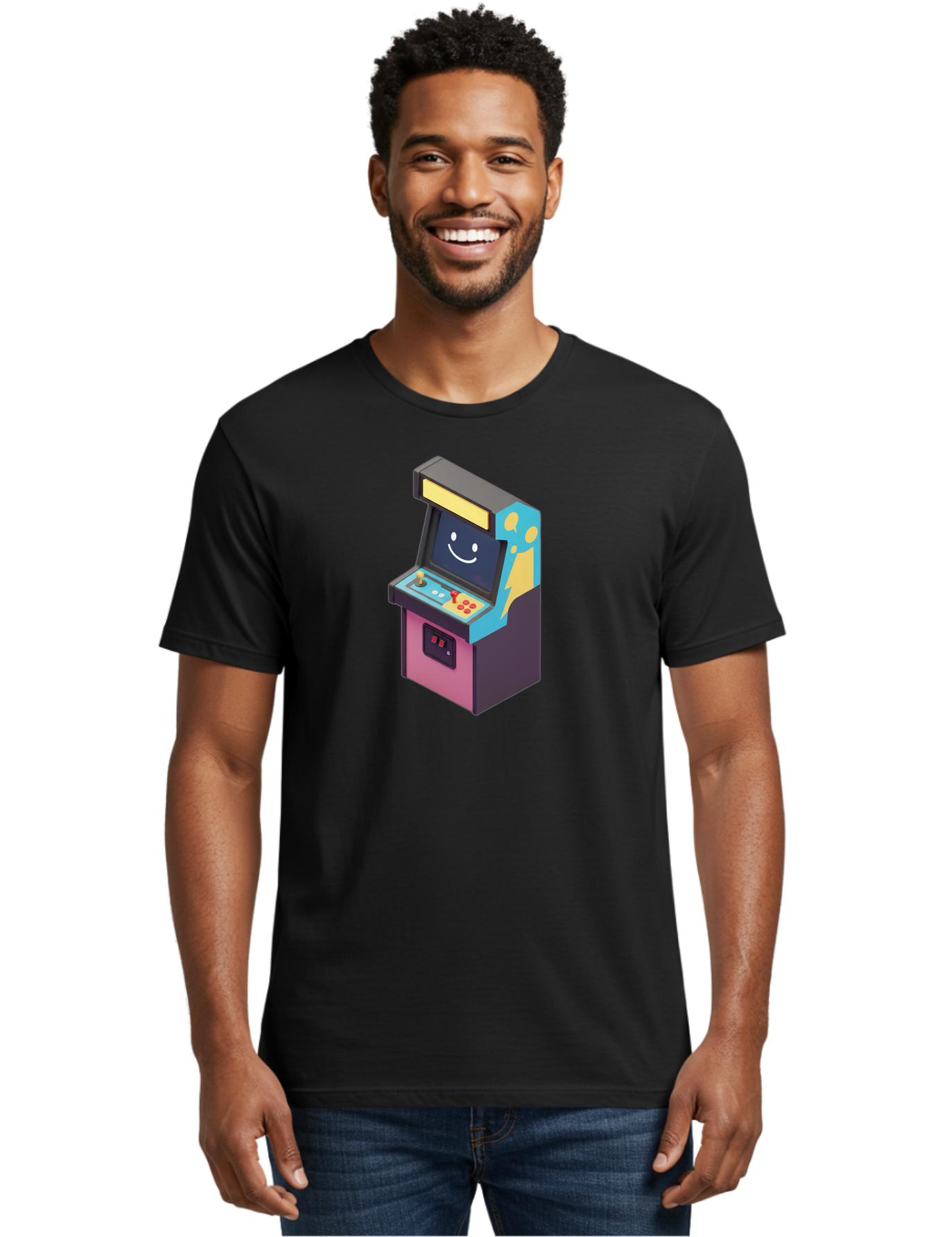 Arcade-Machine-1 Men'S Graphic Tee, 100% Cotton, Comfortable Casual Summer Wear, Machine Washable, Vintage Camera, Old Camera, Antique Camera, Black Camera, Classic Photography, Photography Equipment, Nostalgic Device, Film Camera, Camera Art Bao076
