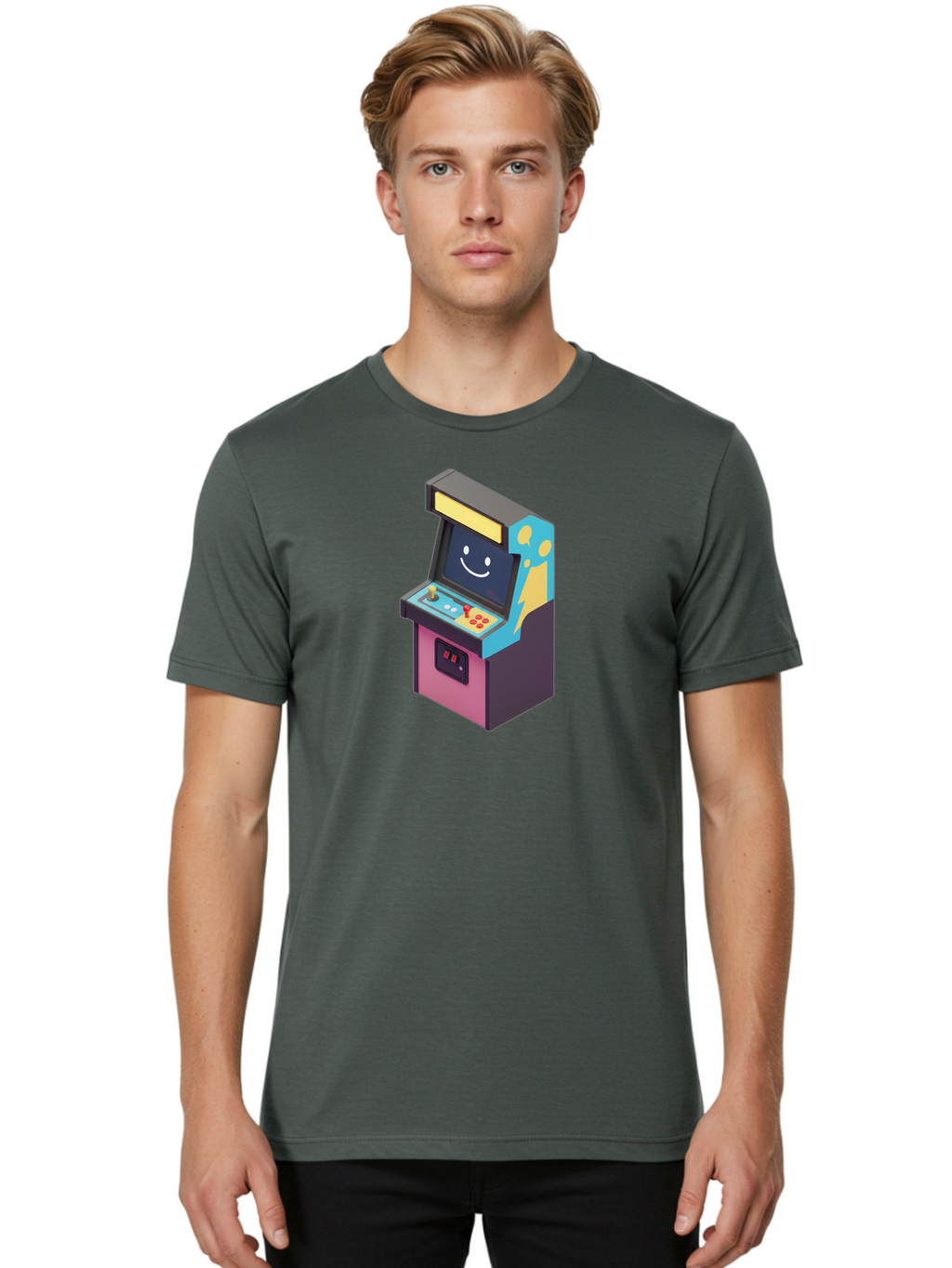 Arcade-Machine-1 Men'S Graphic Tee, 100% Cotton, Comfortable Casual Summer Wear, Machine Washable, Vintage Camera, Old Camera, Antique Camera, Black Camera, Classic Photography, Photography Equipment, Nostalgic Device, Film Camera, Camera Art Bao076