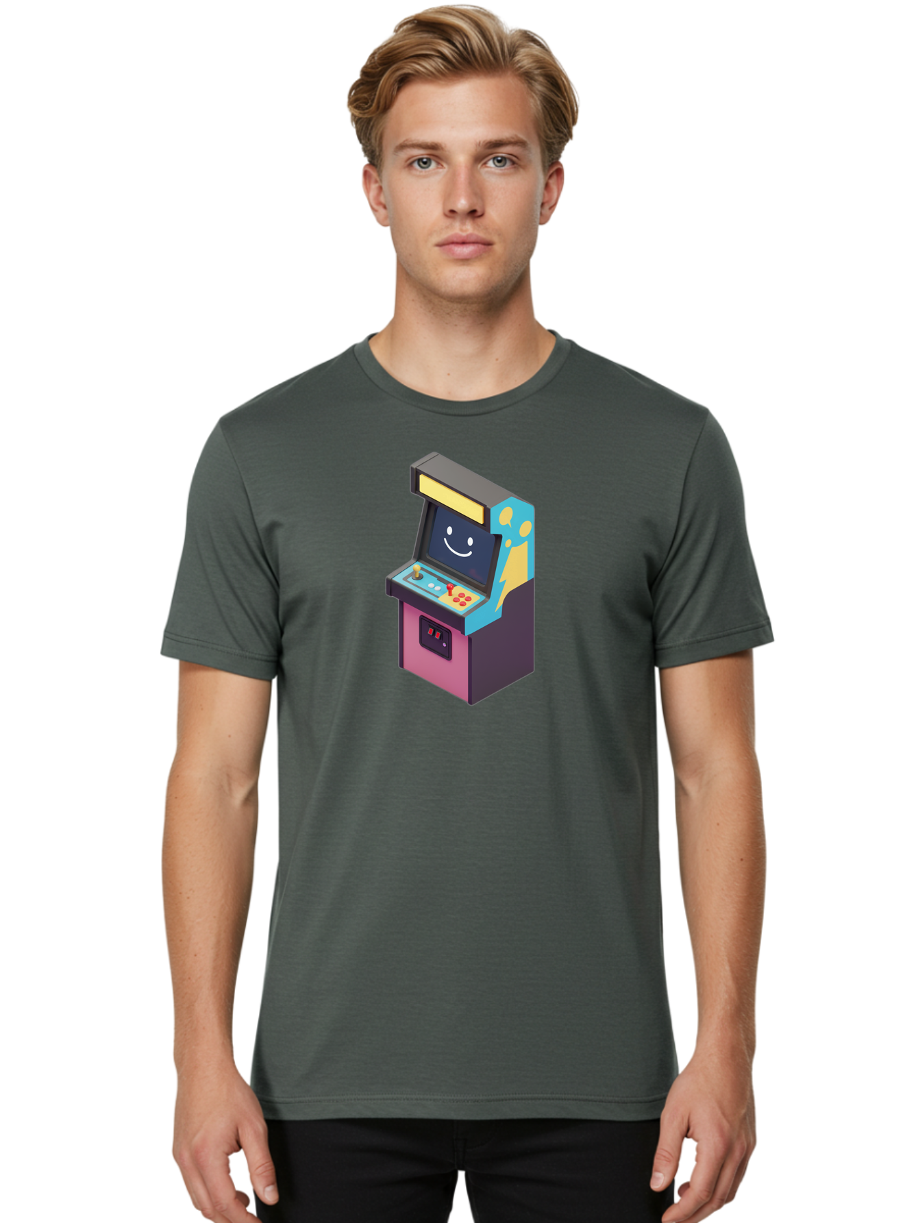 Arcade-Machine-1 Men'S Graphic Tee, 100% Cotton, Comfortable Casual Summer Wear, Machine Washable, Vintage Camera, Old Camera, Antique Camera, Black Camera, Classic Photography, Photography Equipment, Nostalgic Device, Film Camera, Camera Art Bao076
