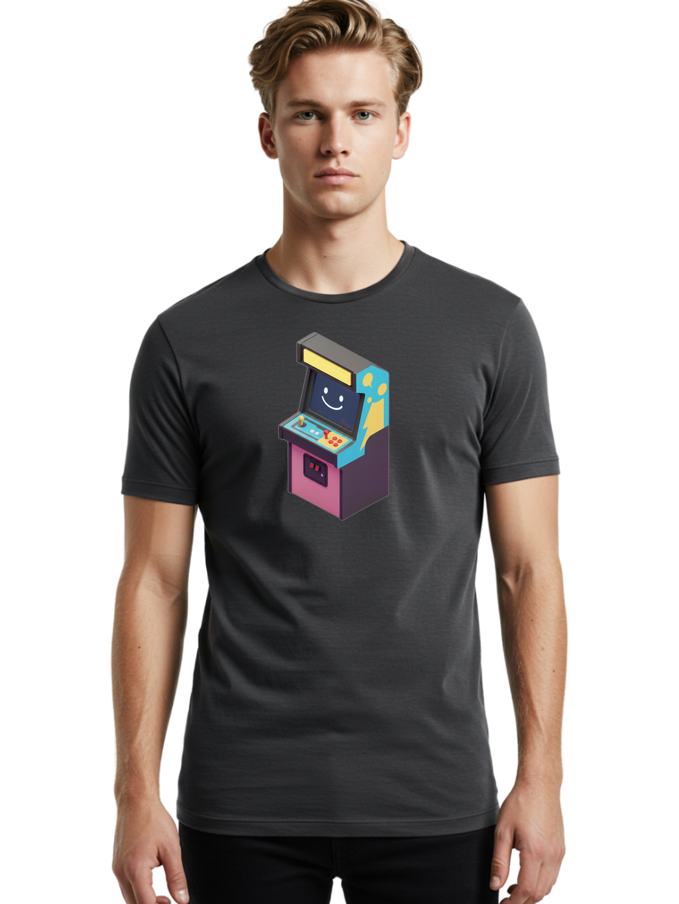 Arcade-Machine-1 Men'S Graphic Tee, 100% Cotton, Comfortable Casual Summer Wear, Machine Washable, Vintage Camera, Old Camera, Antique Camera, Black Camera, Classic Photography, Photography Equipment, Nostalgic Device, Film Camera, Camera Art Bao076