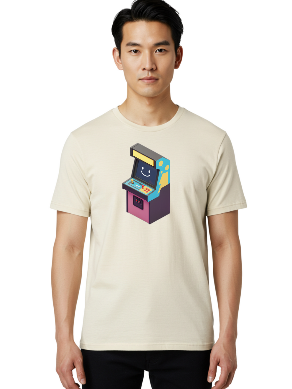 Arcade-Machine-1 Men'S Graphic Tee, 100% Cotton, Comfortable Casual Summer Wear, Machine Washable, Vintage Camera, Old Camera, Antique Camera, Black Camera, Classic Photography, Photography Equipment, Nostalgic Device, Film Camera, Camera Art Bao076