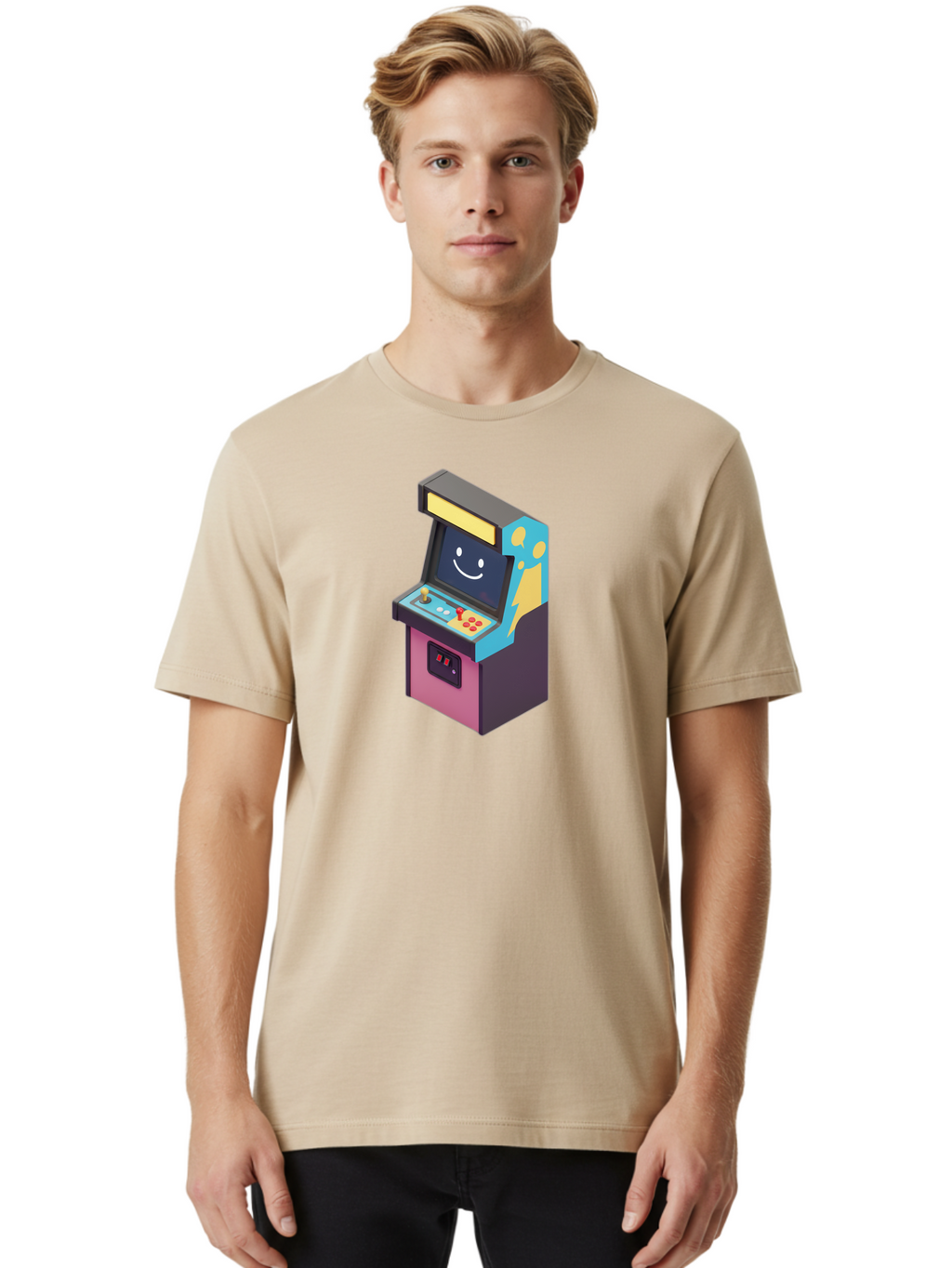 Arcade-Machine-1 Men'S Graphic Tee, 100% Cotton, Comfortable Casual Summer Wear, Machine Washable, Vintage Camera, Old Camera, Antique Camera, Black Camera, Classic Photography, Photography Equipment, Nostalgic Device, Film Camera, Camera Art Bao076