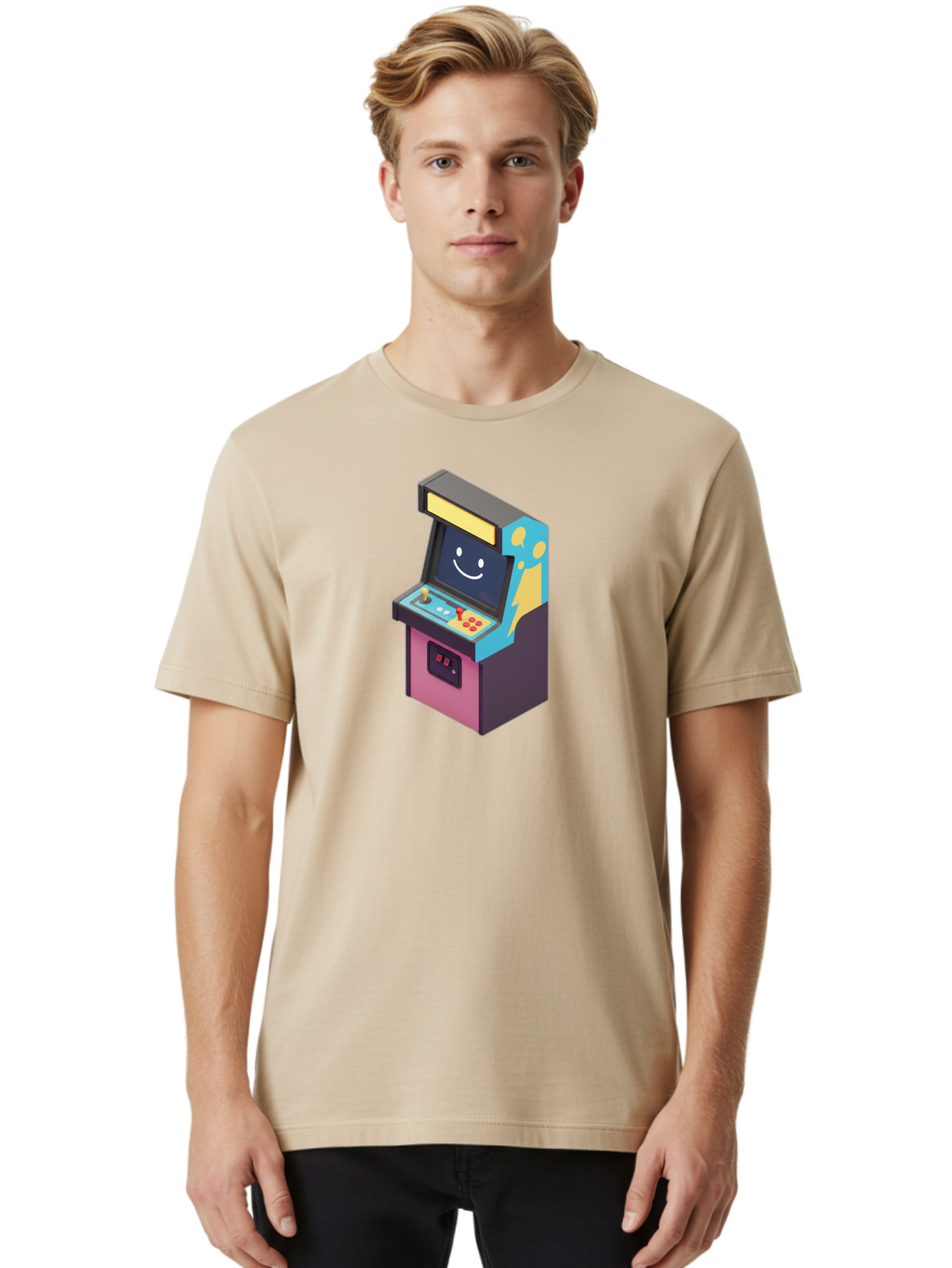 Arcade-Machine-1 Men'S Graphic Tee, 100% Cotton, Comfortable Casual Summer Wear, Machine Washable, Vintage Camera, Old Camera, Antique Camera, Black Camera, Classic Photography, Photography Equipment, Nostalgic Device, Film Camera, Camera Art Bao076