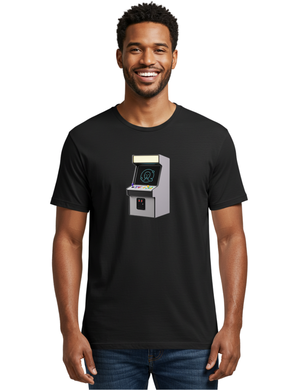 Arcade-Machine-2 Men'S Graphic Tee, 100% Cotton, Comfortable Casual Summer Wear, Machine Washable, Vintage Camera, Old Camera, Antique Camera, Black Camera, Classic Photography, Photography Equipment, Nostalgic Device, Film Camera, Camera Art Bao077