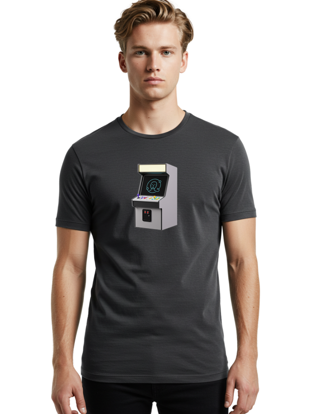 Arcade-Machine-2 Men'S Graphic Tee, 100% Cotton, Comfortable Casual Summer Wear, Machine Washable, Vintage Camera, Old Camera, Antique Camera, Black Camera, Classic Photography, Photography Equipment, Nostalgic Device, Film Camera, Camera Art Bao077