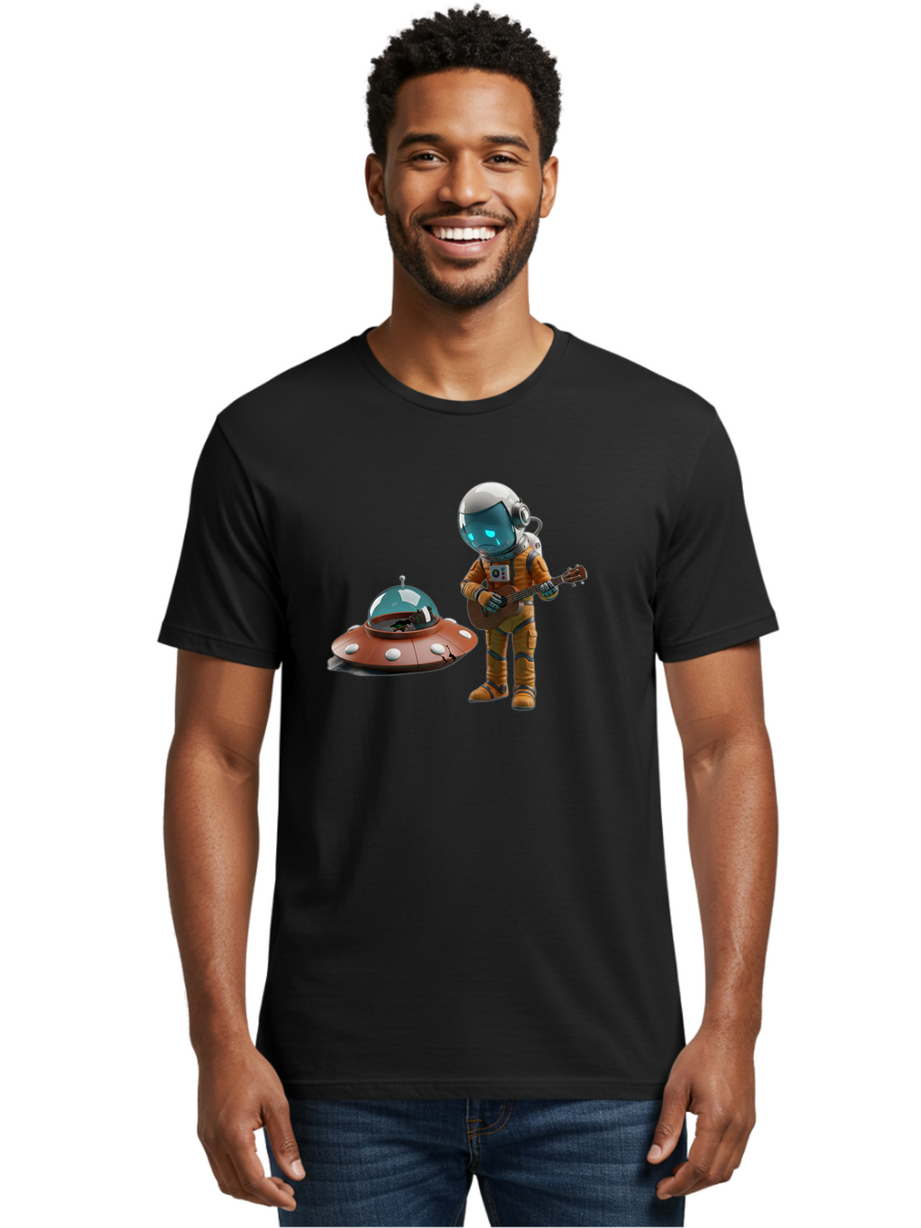 Astronaut-Playing-Guitar Men'S Graphic Tee, 100% Cotton, Comfortable Casual Summer Wear, Machine Washable, Vintage Camera, Old Camera, Antique Camera, Black Camera, Classic Photography, Photography Equipment, Nostalgic Device, Film Camera, Bao083