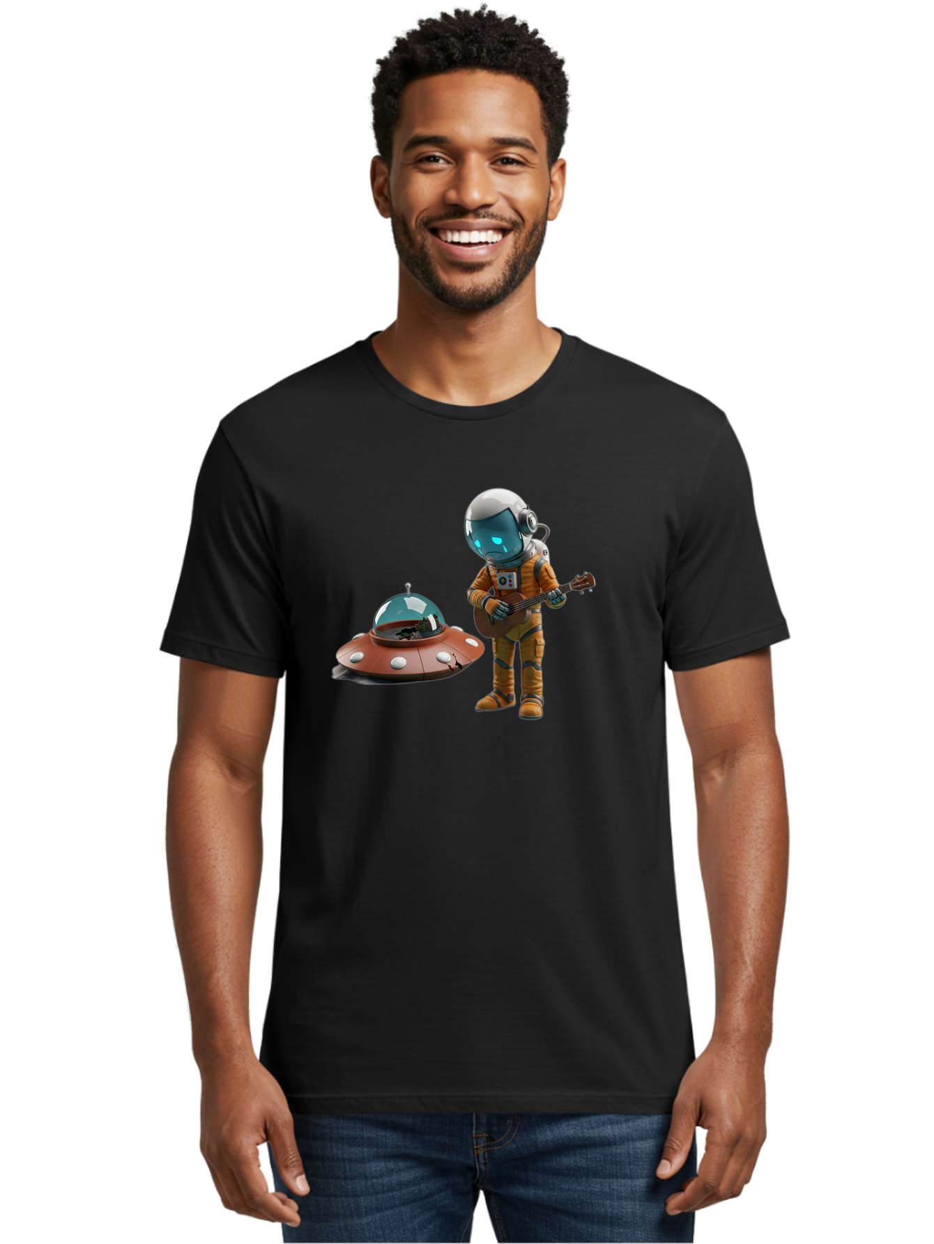 Astronaut-Playing-Guitar Men'S Graphic Tee, 100% Cotton, Comfortable Casual Summer Wear, Machine Washable, Vintage Camera, Old Camera, Antique Camera, Black Camera, Classic Photography, Photography Equipment, Nostalgic Device, Film Camera, Bao083