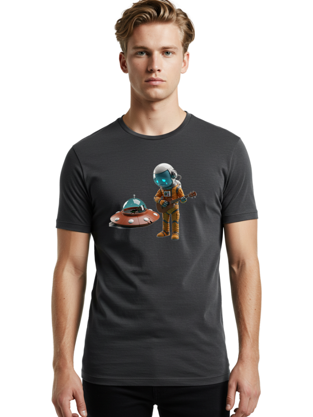 Astronaut-Playing-Guitar Men'S Graphic Tee, 100% Cotton, Comfortable Casual Summer Wear, Machine Washable, Vintage Camera, Old Camera, Antique Camera, Black Camera, Classic Photography, Photography Equipment, Nostalgic Device, Film Camera, Bao083