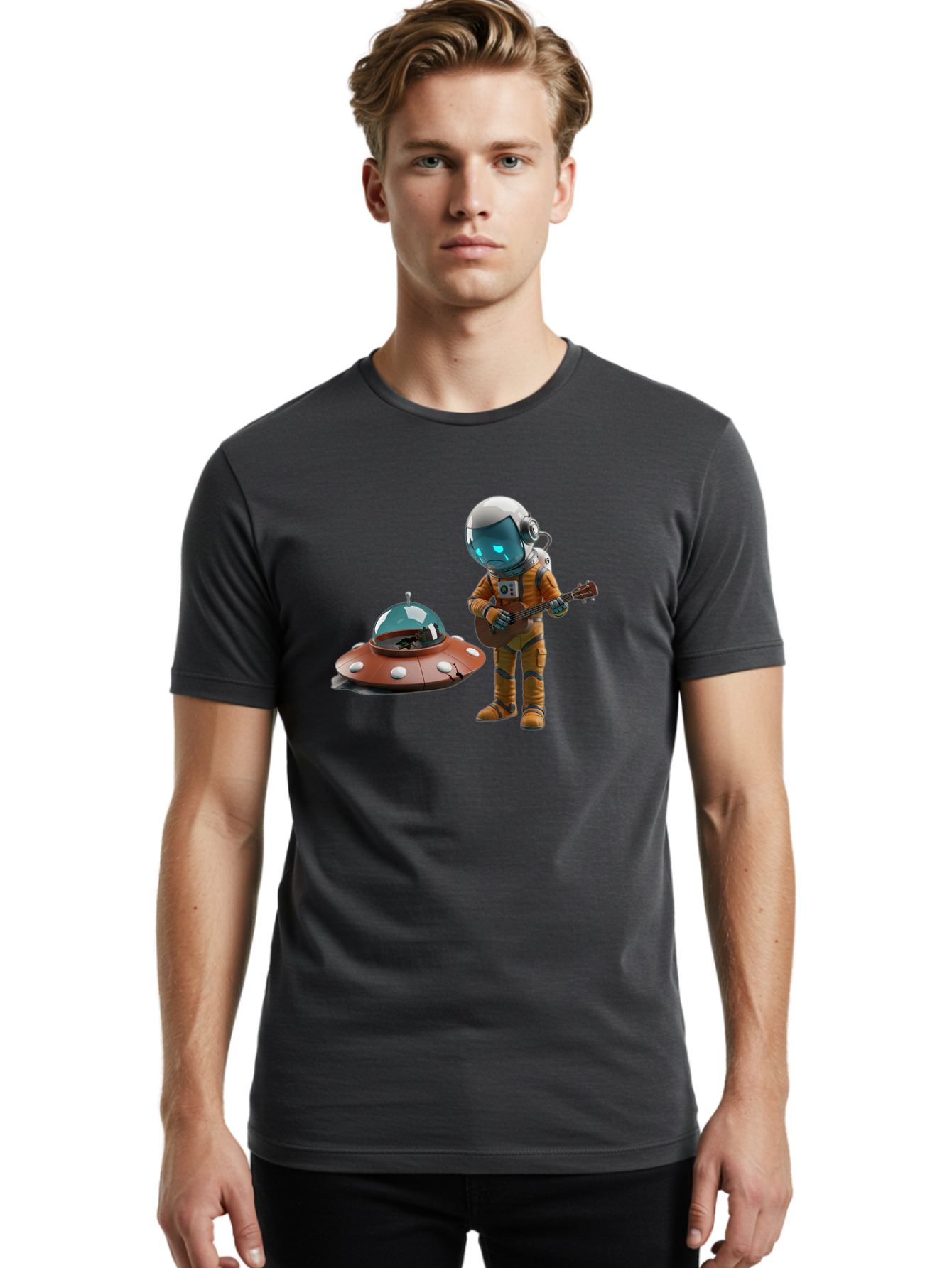 Astronaut-Playing-Guitar Men'S Graphic Tee, 100% Cotton, Comfortable Casual Summer Wear, Machine Washable, Vintage Camera, Old Camera, Antique Camera, Black Camera, Classic Photography, Photography Equipment, Nostalgic Device, Film Camera, Bao083