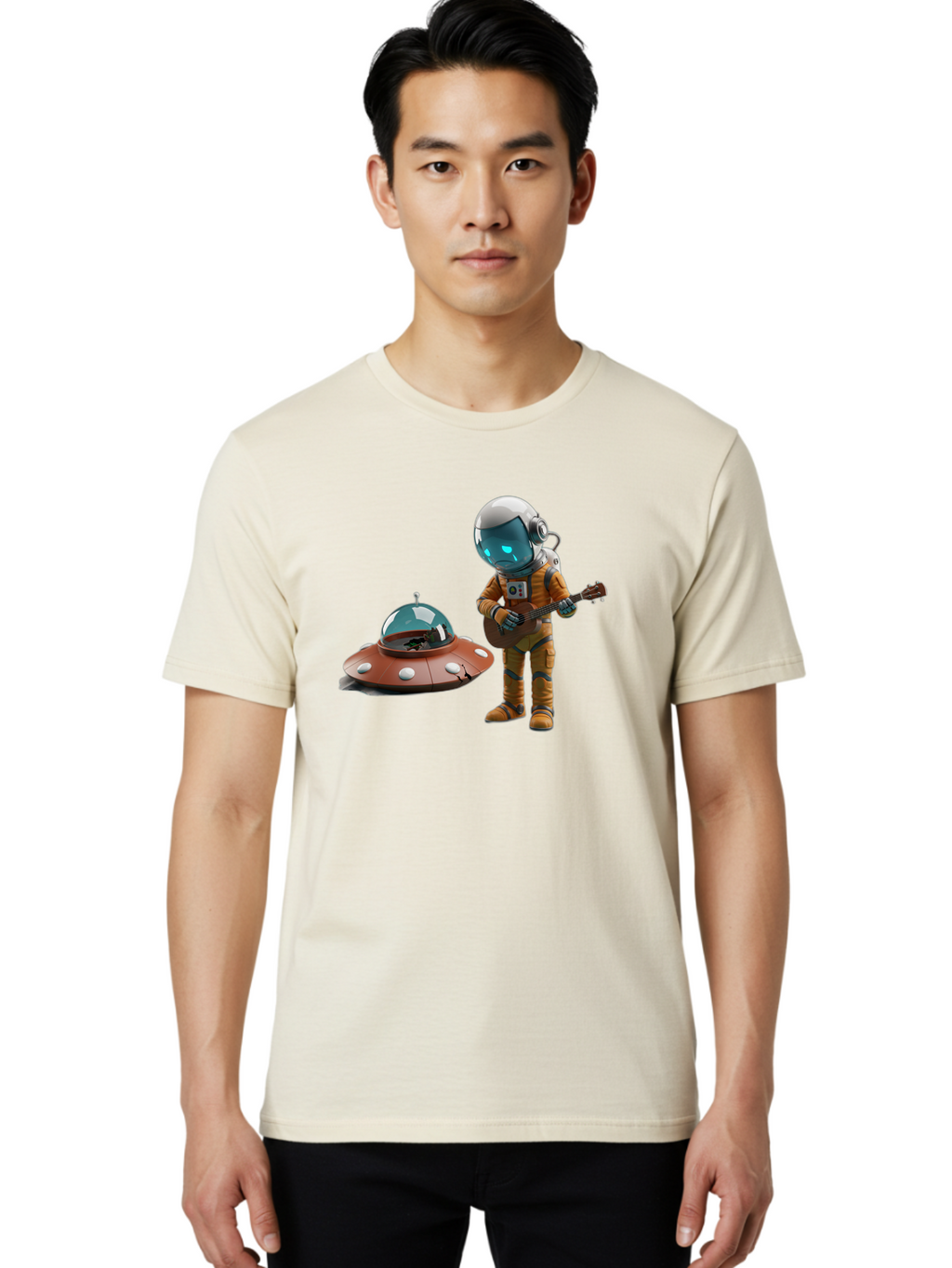 Astronaut-Playing-Guitar Men'S Graphic Tee, 100% Cotton, Comfortable Casual Summer Wear, Machine Washable, Vintage Camera, Old Camera, Antique Camera, Black Camera, Classic Photography, Photography Equipment, Nostalgic Device, Film Camera, Bao083