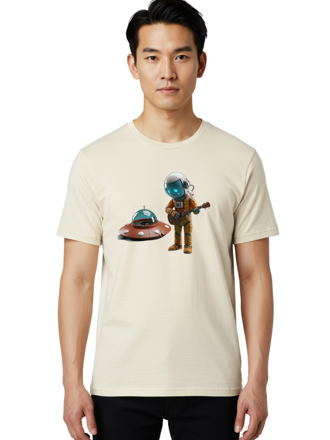 Astronaut-Playing-Guitar Men'S Graphic Tee, 100% Cotton, Comfortable Casual Summer Wear, Machine Washable, Vintage Camera, Old Camera, Antique Camera, Black Camera, Classic Photography, Photography Equipment, Nostalgic Device, Film Camera, Bao083