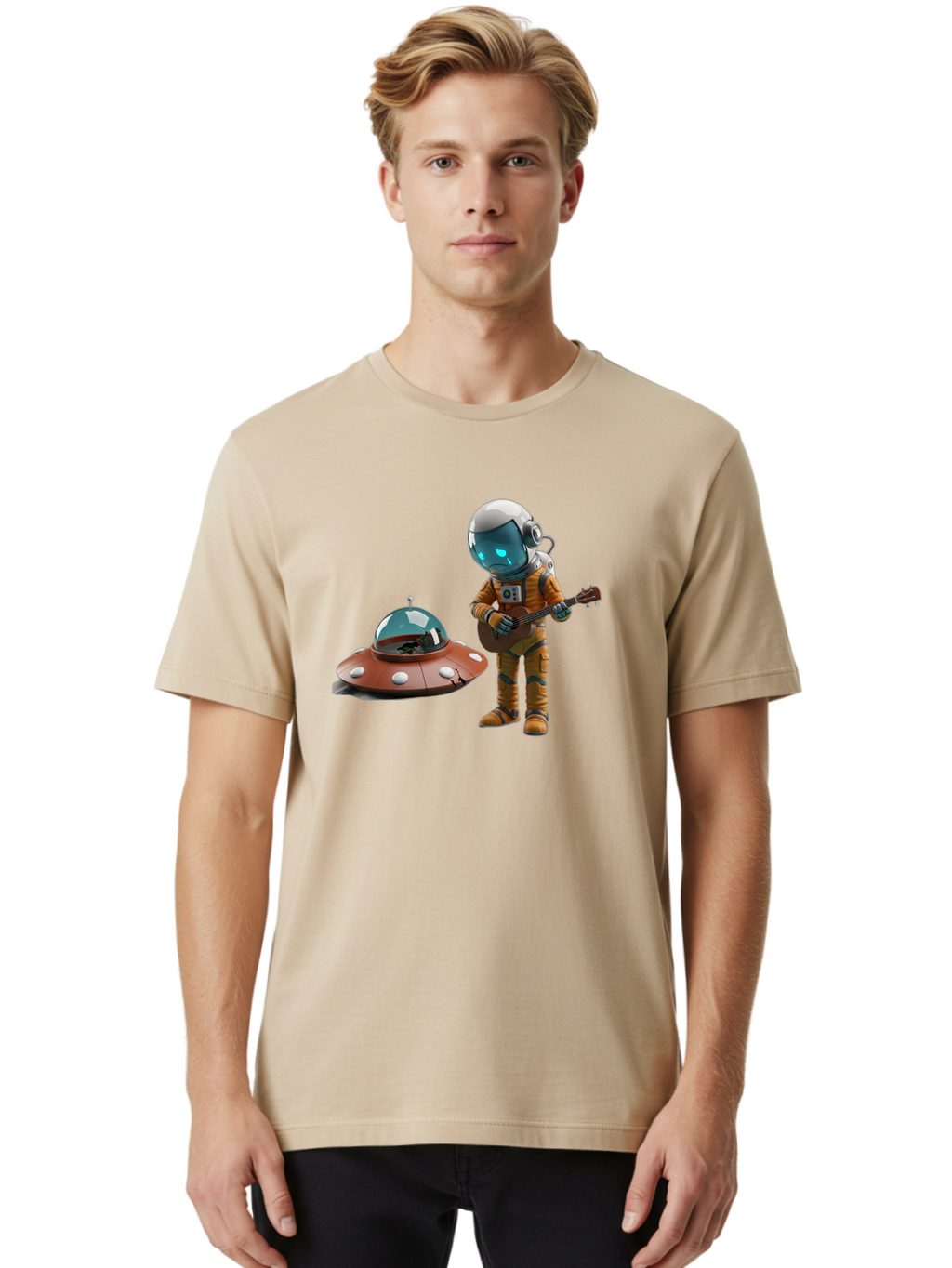 Astronaut-Playing-Guitar Men'S Graphic Tee, 100% Cotton, Comfortable Casual Summer Wear, Machine Washable, Vintage Camera, Old Camera, Antique Camera, Black Camera, Classic Photography, Photography Equipment, Nostalgic Device, Film Camera, Bao083