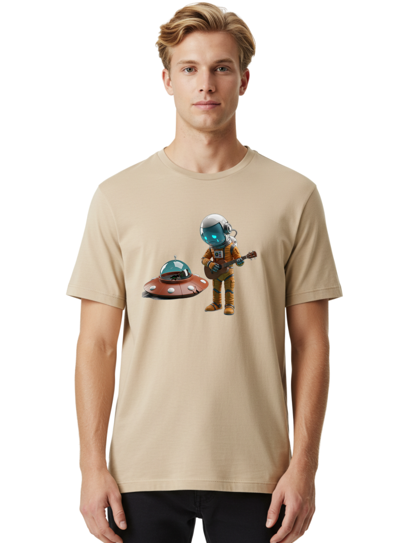 Astronaut-Playing-Guitar Men'S Graphic Tee, 100% Cotton, Comfortable Casual Summer Wear, Machine Washable, Vintage Camera, Old Camera, Antique Camera, Black Camera, Classic Photography, Photography Equipment, Nostalgic Device, Film Camera, Bao083