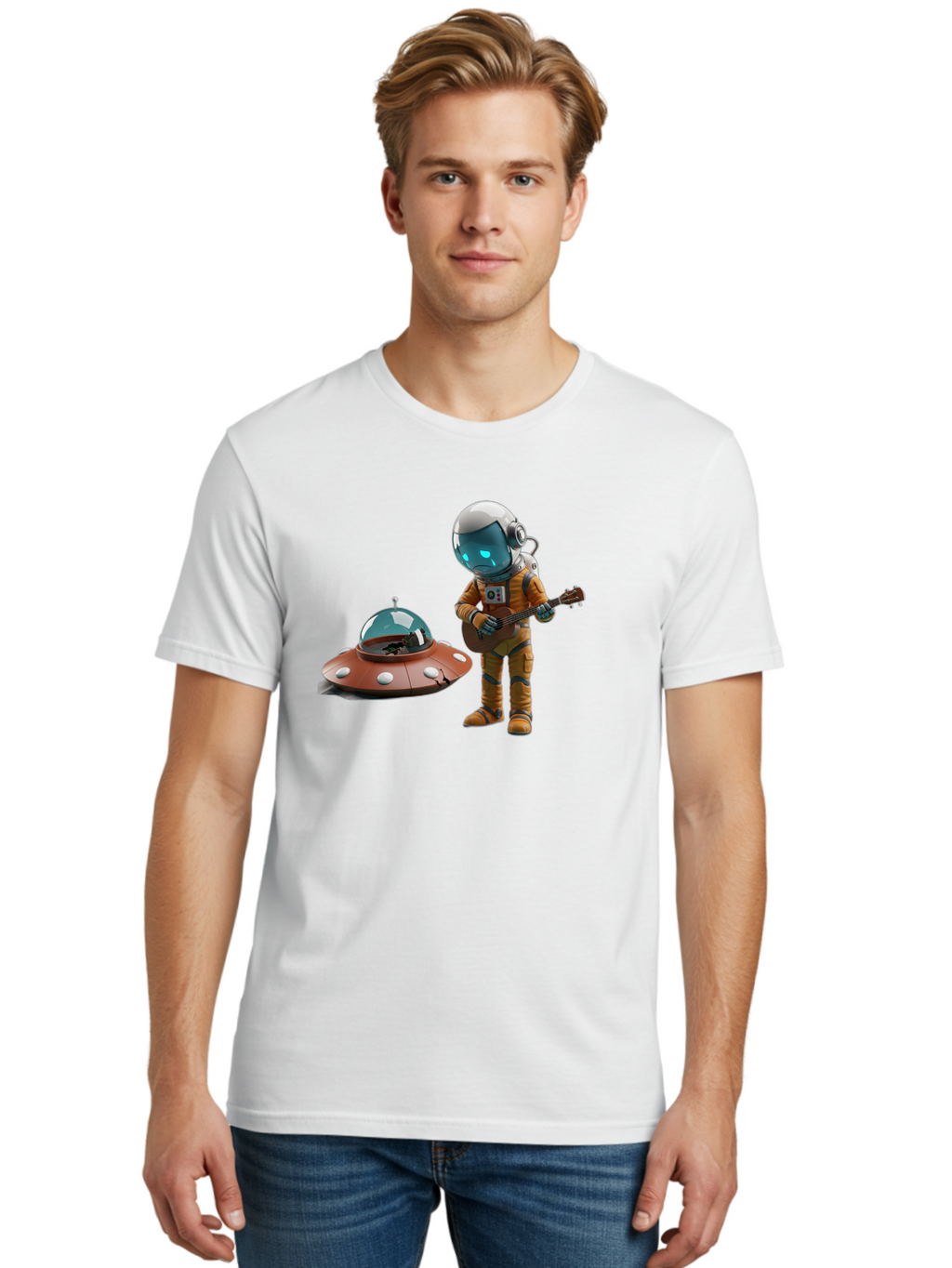 Astronaut-Playing-Guitar Men'S Graphic Tee, 100% Cotton, Comfortable Casual Summer Wear, Machine Washable, Vintage Camera, Old Camera, Antique Camera, Black Camera, Classic Photography, Photography Equipment, Nostalgic Device, Film Camera, Bao083
