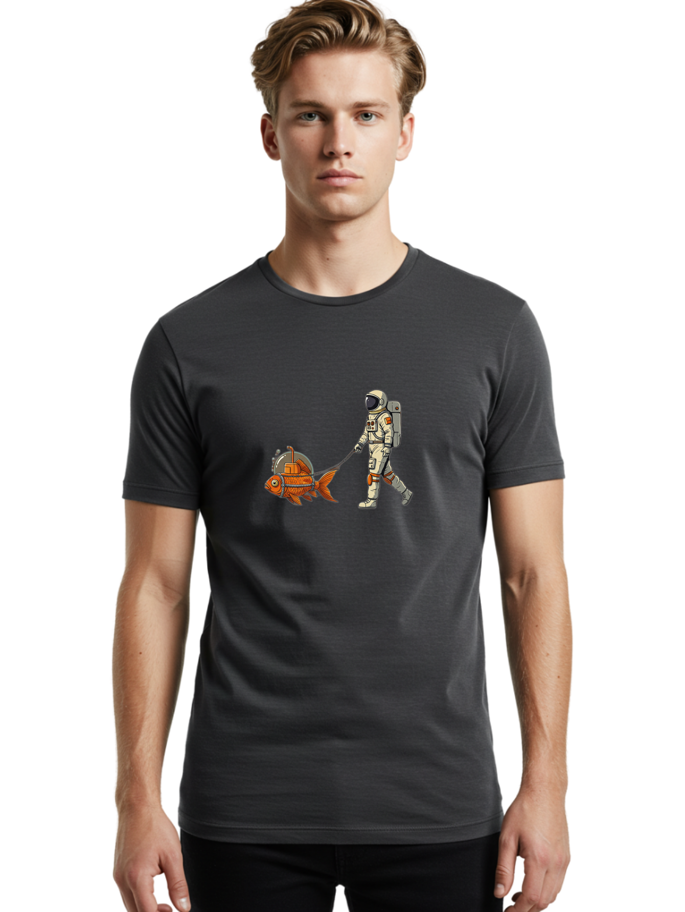 Astronaut-Walking-Fish-1 Men'S Graphic Tee, 100% Cotton, Comfortable Casual Summer Wear, Machine Washable, Vintage Camera, Old Camera, Antique Camera, Black Camera, Classic Photography, Photography Equipment, Nostalgic Device, Film Camera, Bao085